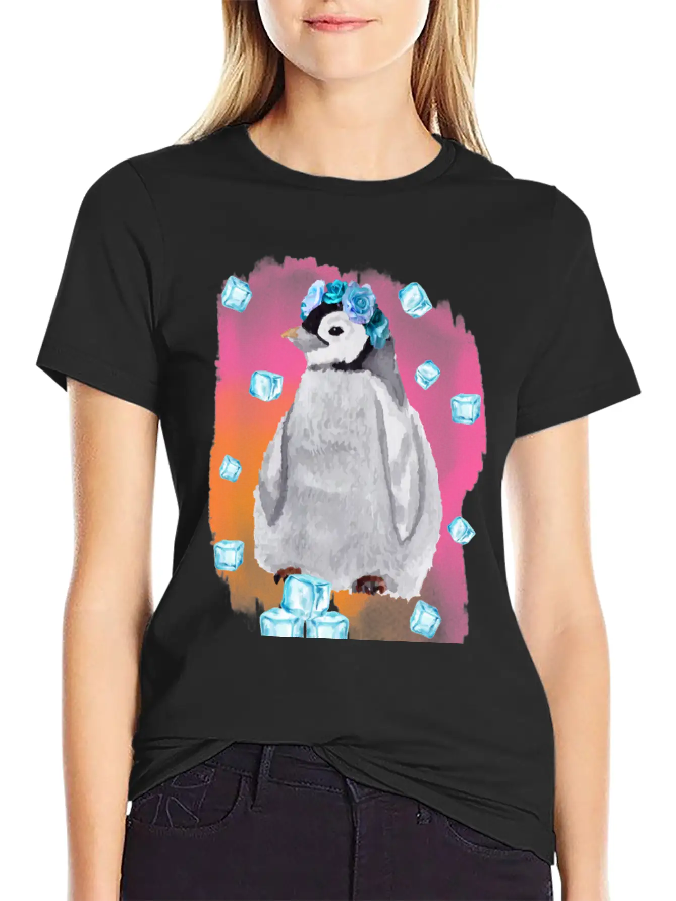 Watercolor Penguin Lightweight Cotton T-Shirt – Daily Comfort Graphic Shirt