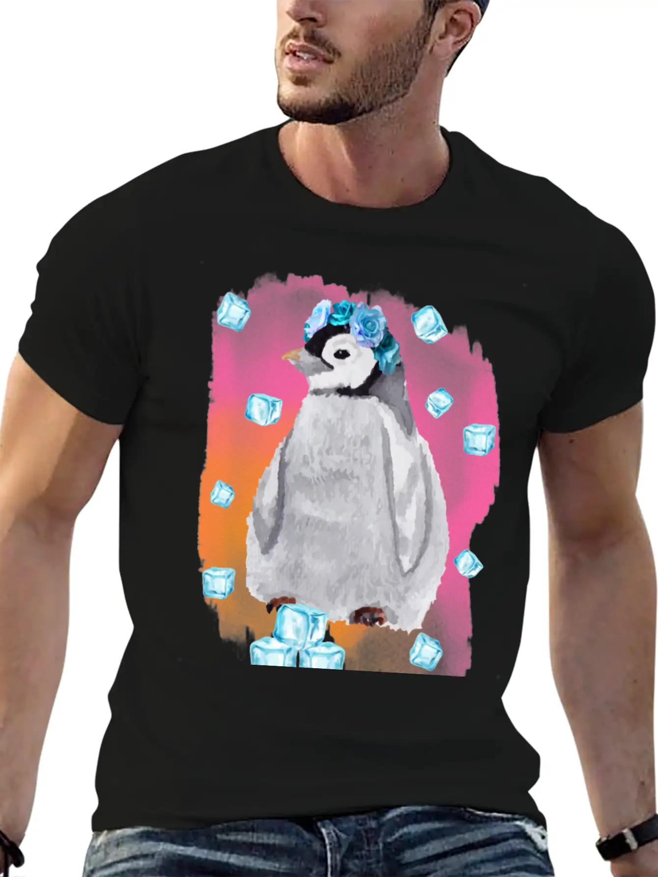 Watercolor Penguin Lightweight Cotton T-Shirt – Daily Comfort Graphic Shirt