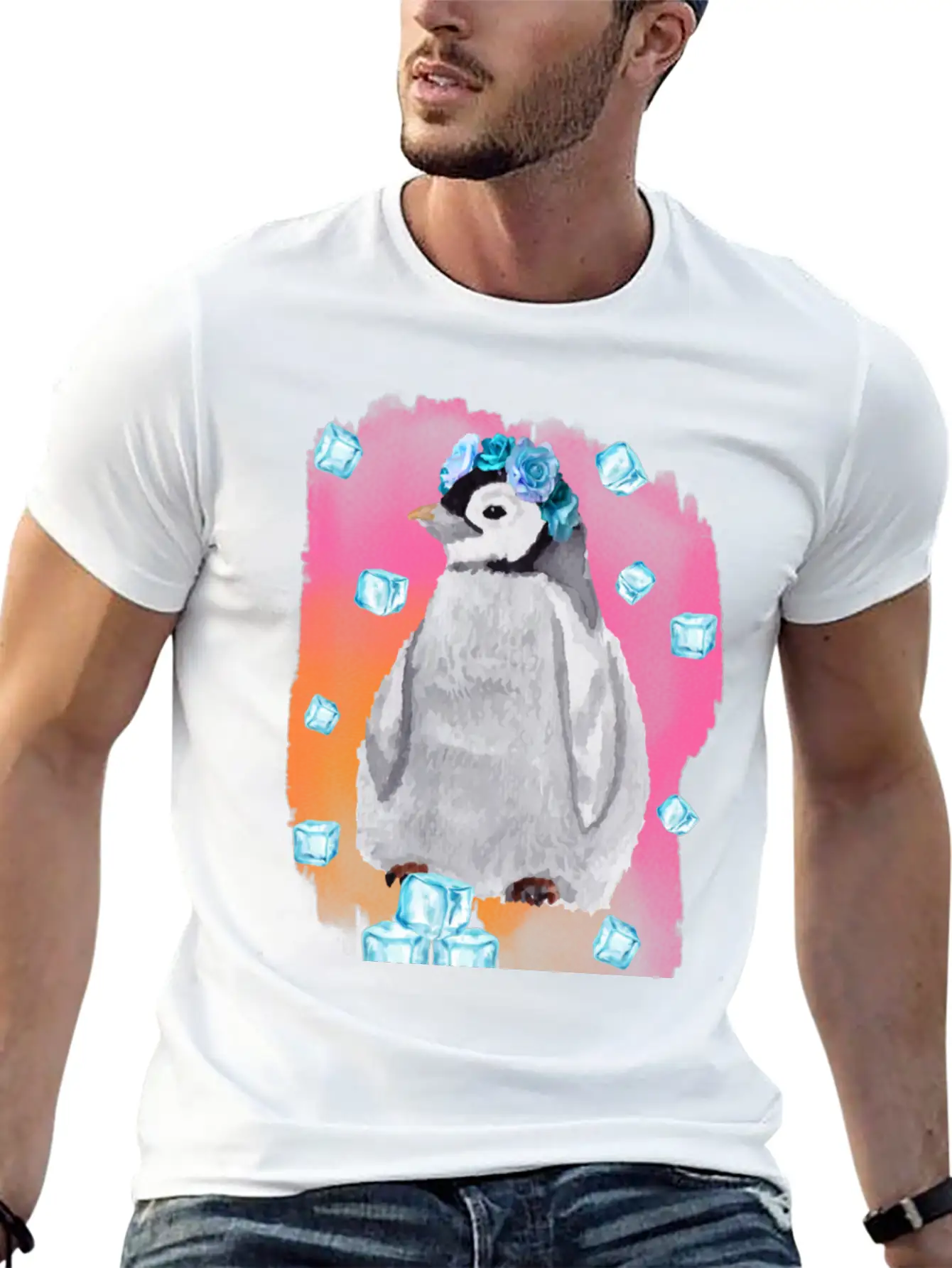 Watercolor Penguin Lightweight Cotton T-Shirt – Daily Comfort Graphic Shirt