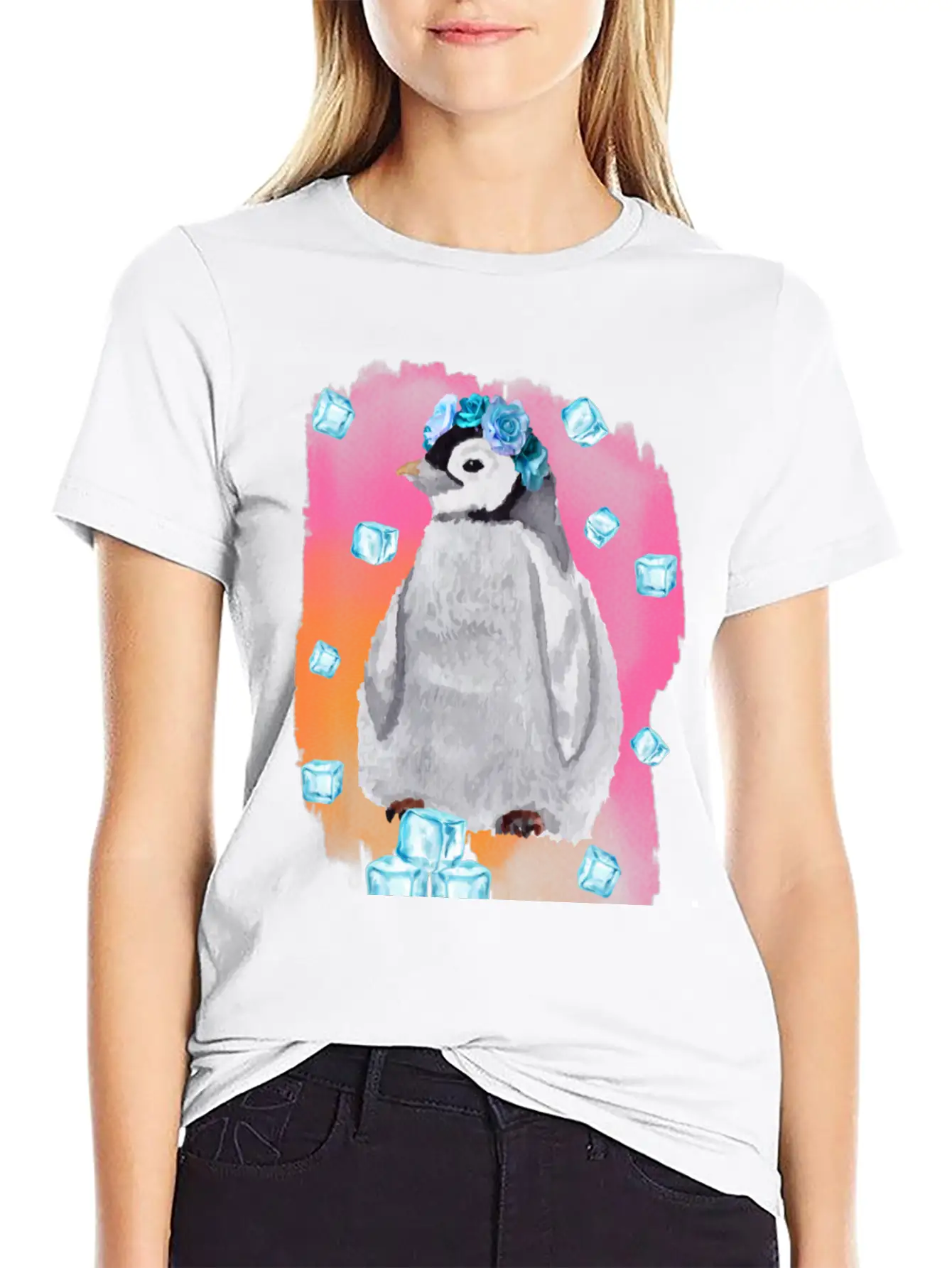 Watercolor Penguin Lightweight Cotton T-Shirt – Daily Comfort Graphic Shirt