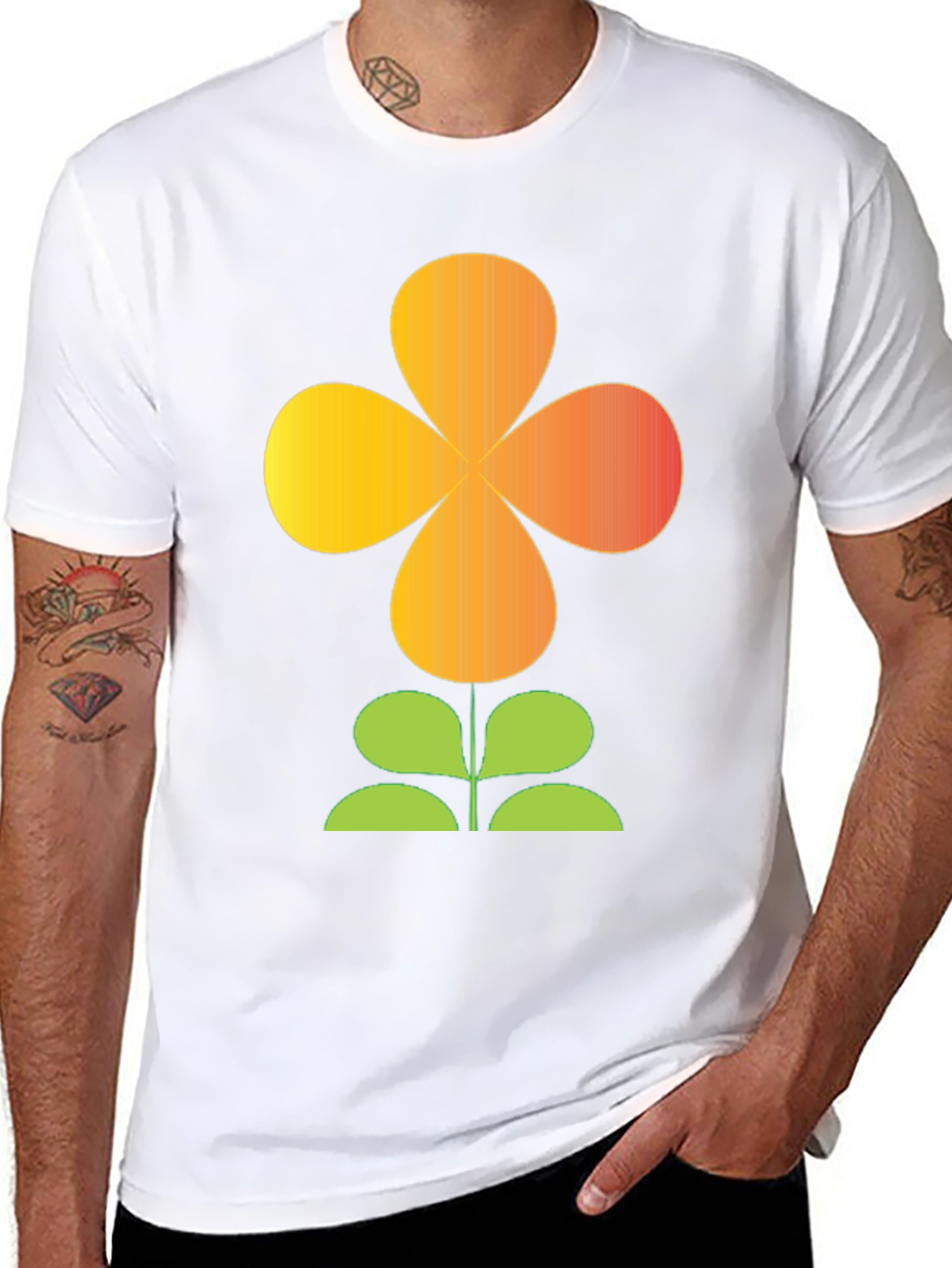 Retro Flower Power Graphic T-Shirt - Black