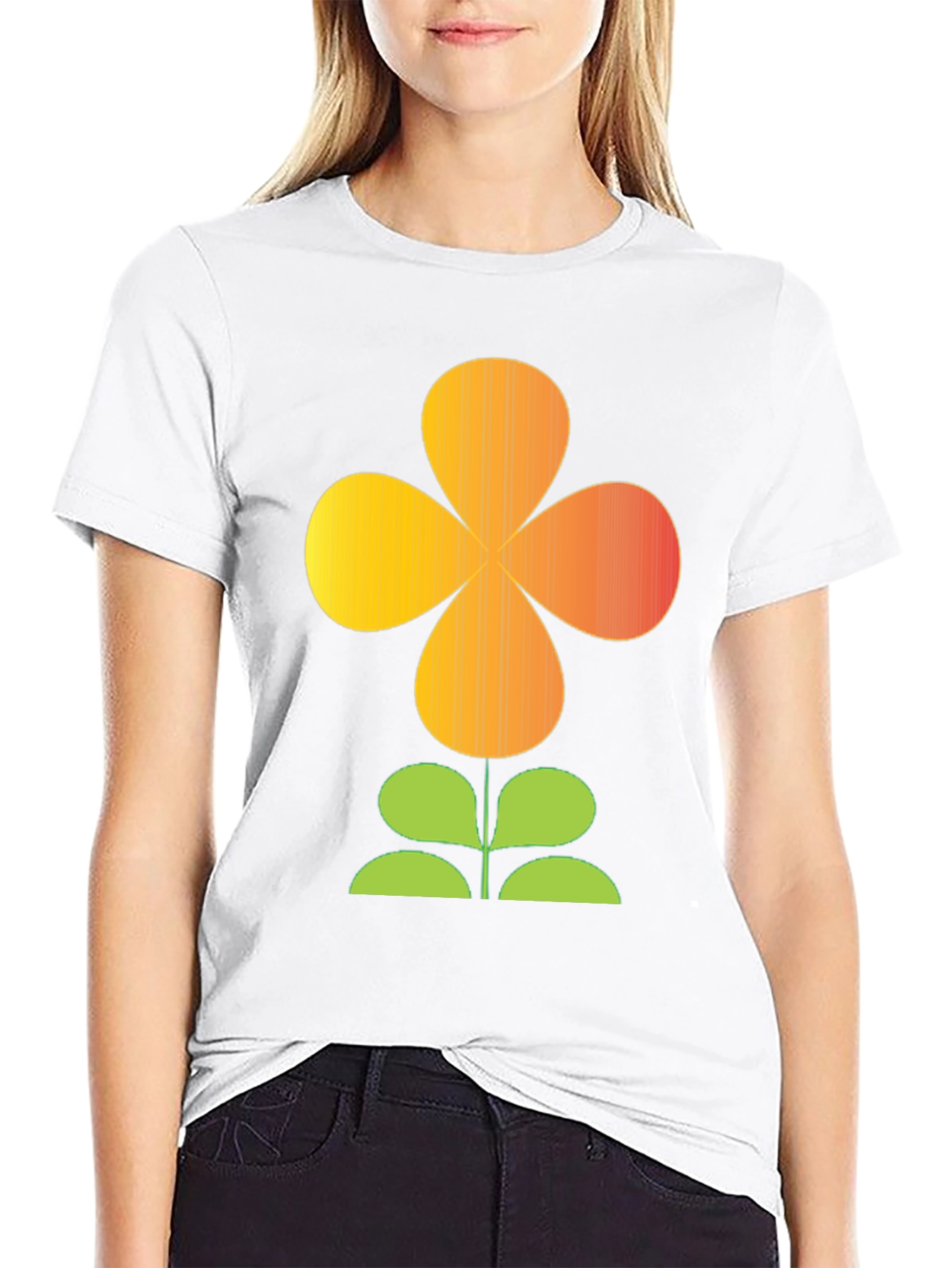 Retro Flower Power Graphic T-Shirt - Black
