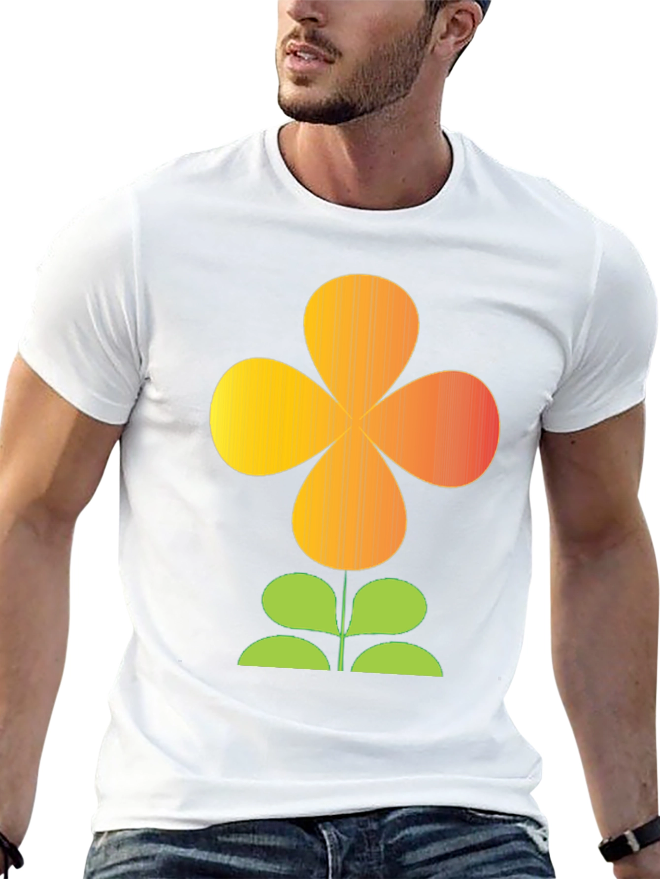 Retro Flower Power Graphic T-Shirt - Black