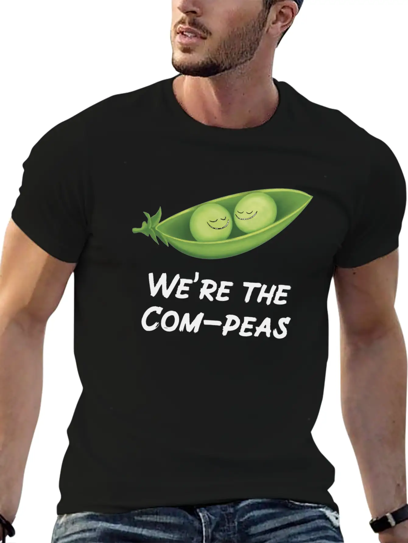We’re The Com-peas Lightweight Cotton T-Shirt – Daily Comfort Graphic Shirt