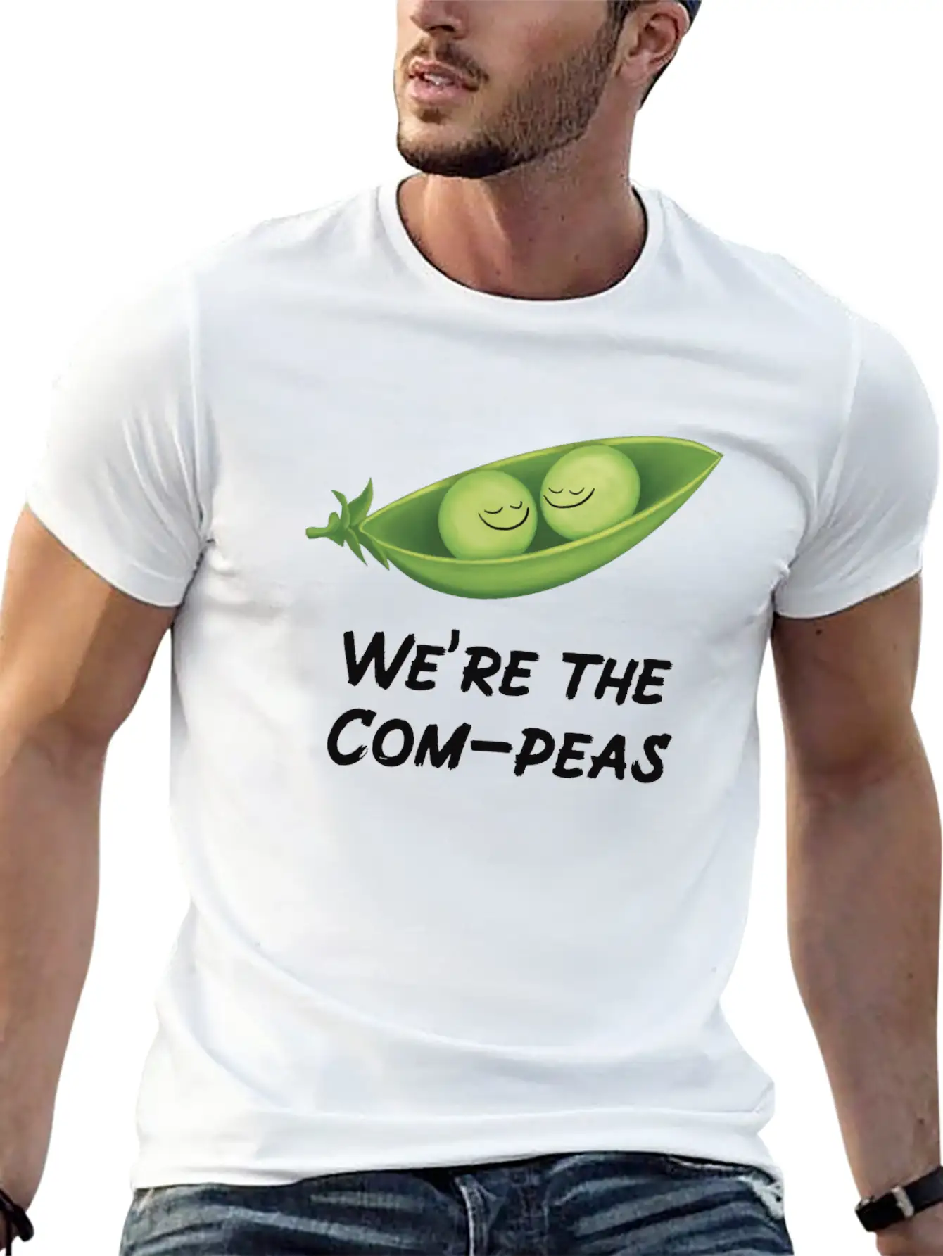 We’re The Com-peas Lightweight Cotton T-Shirt – Daily Comfort Graphic Shirt