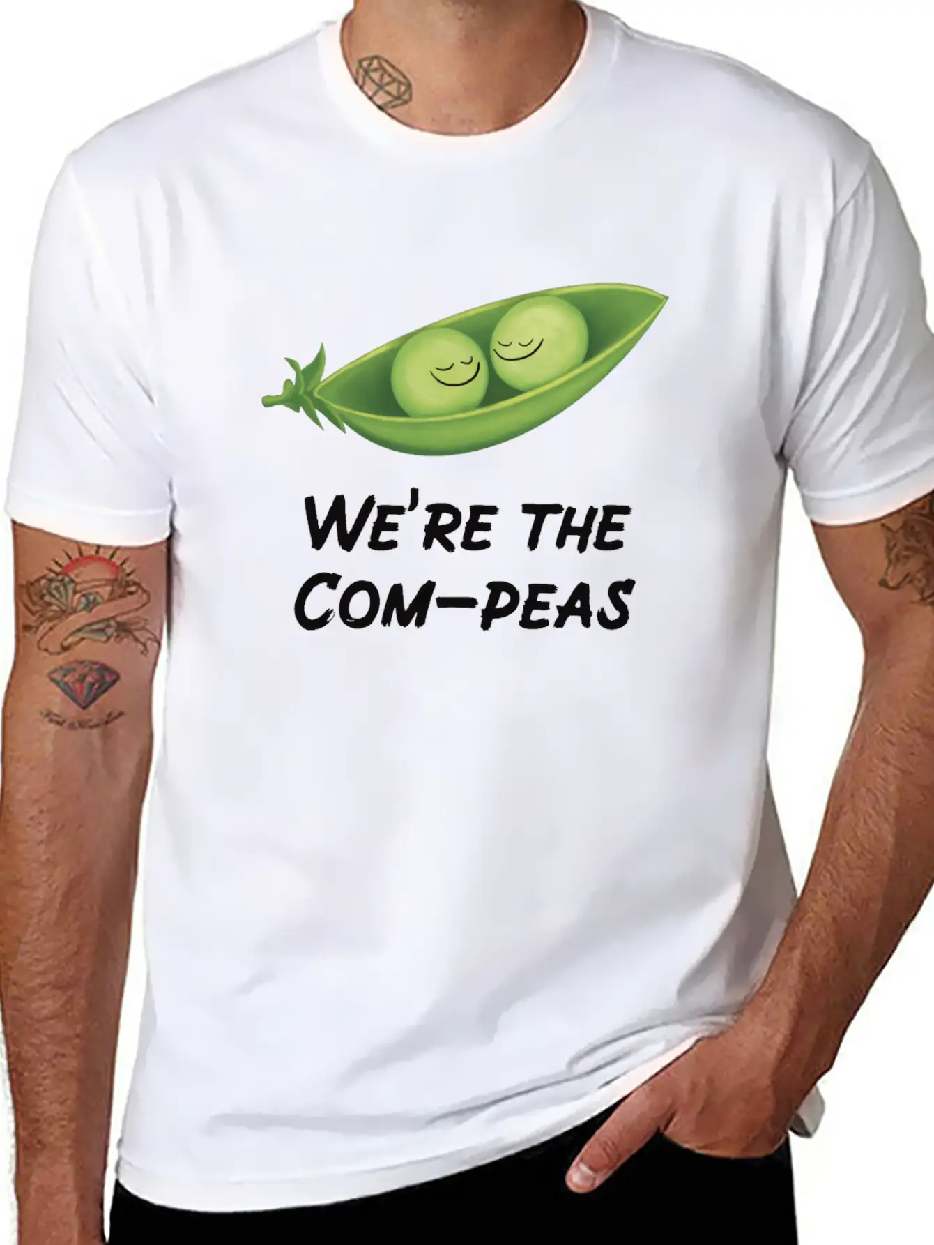 We’re The Com-peas Lightweight Cotton T-Shirt – Daily Comfort Graphic Shirt