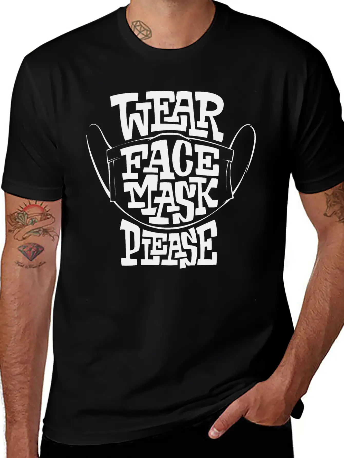 Wear Face Mask Please. Lightweight Cotton T-Shirt – Daily Comfort Graphic Shirt