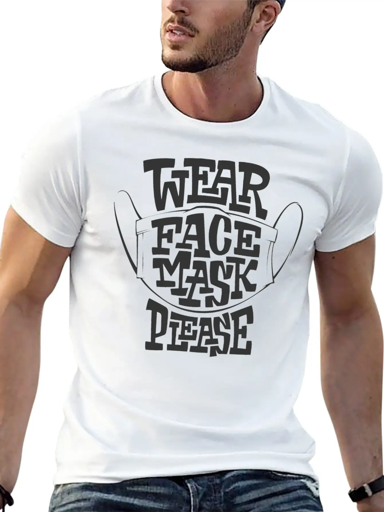 Wear Face Mask Please. Lightweight Cotton T-Shirt – Daily Comfort Graphic Shirt