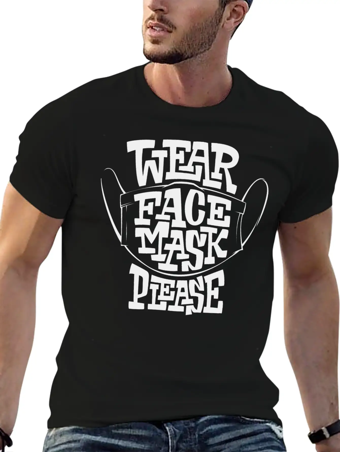 Wear Face Mask Please. Lightweight Cotton T-Shirt – Daily Comfort Graphic Shirt