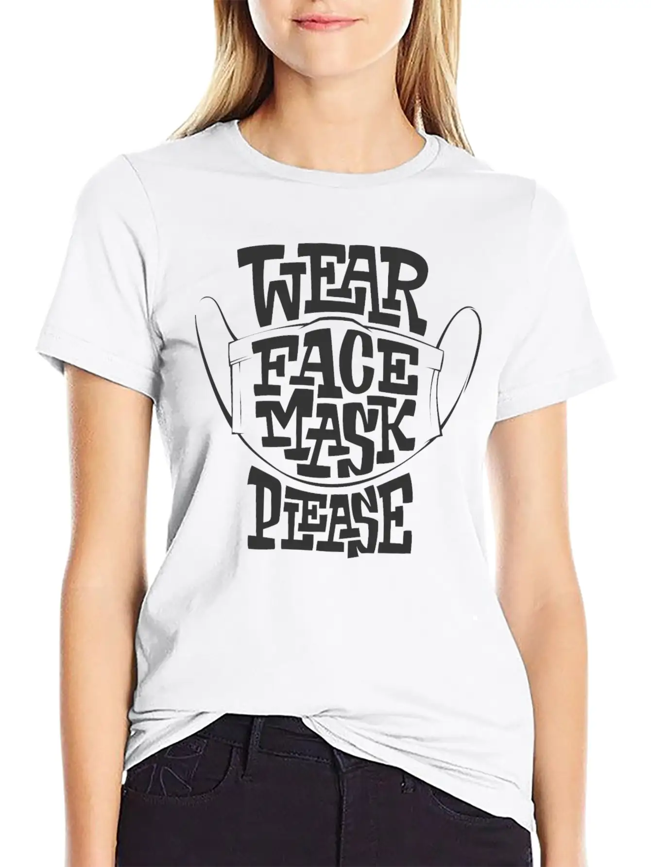 Wear Face Mask Please. Lightweight Cotton T-Shirt – Daily Comfort Graphic Shirt