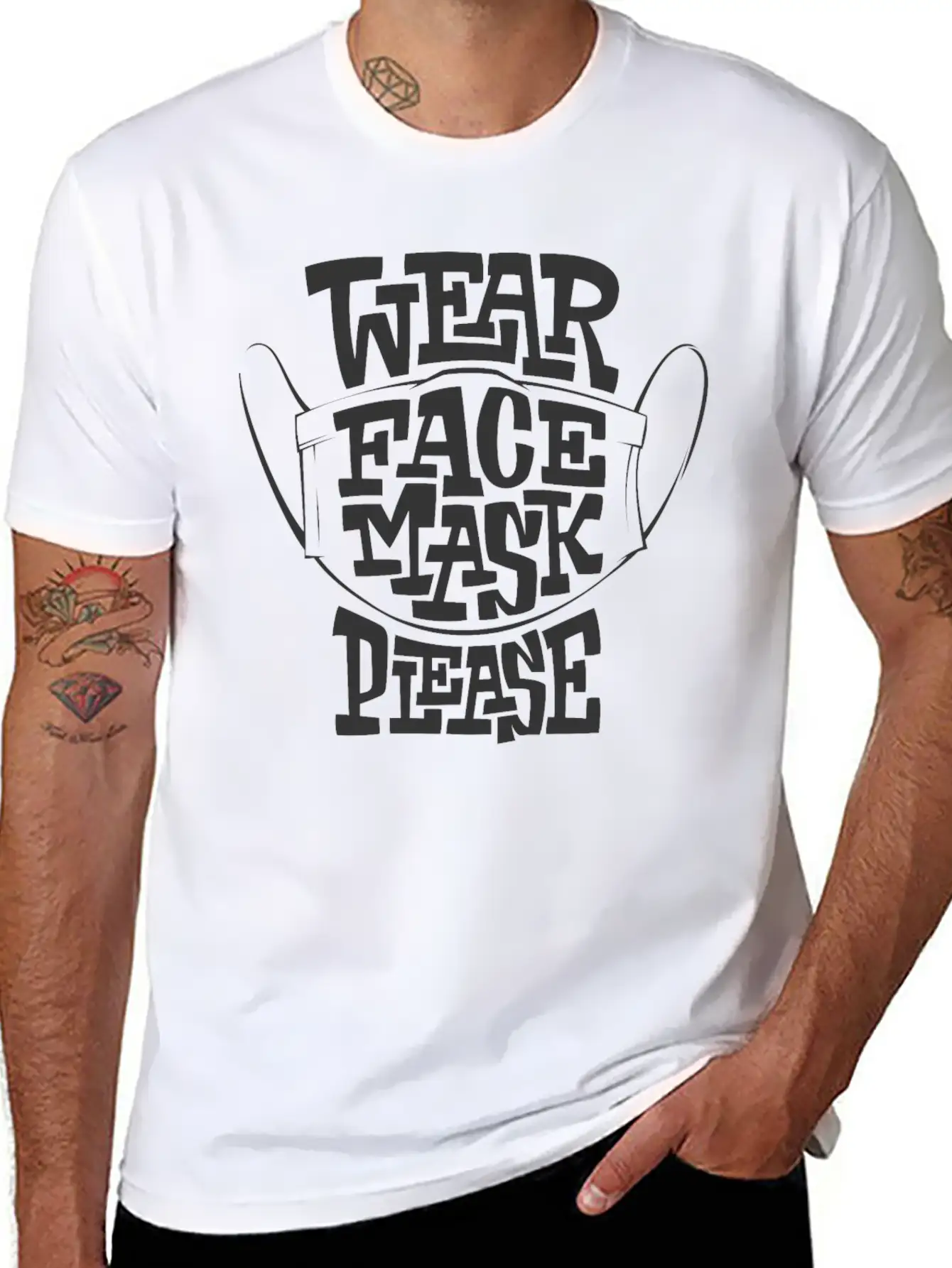 Wear Face Mask Please. Lightweight Cotton T-Shirt – Daily Comfort Graphic Shirt