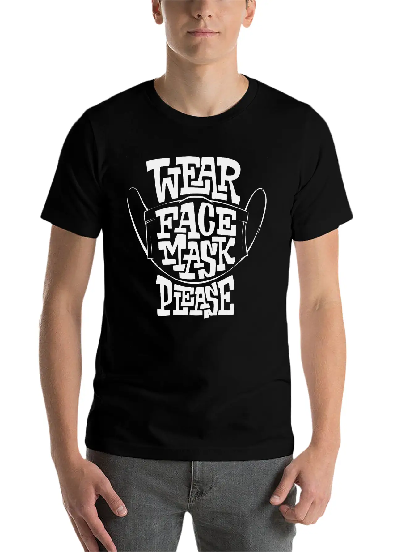 Wear Face Mask Please. Lightweight Cotton T-Shirt – Daily Comfort Graphic Shirt