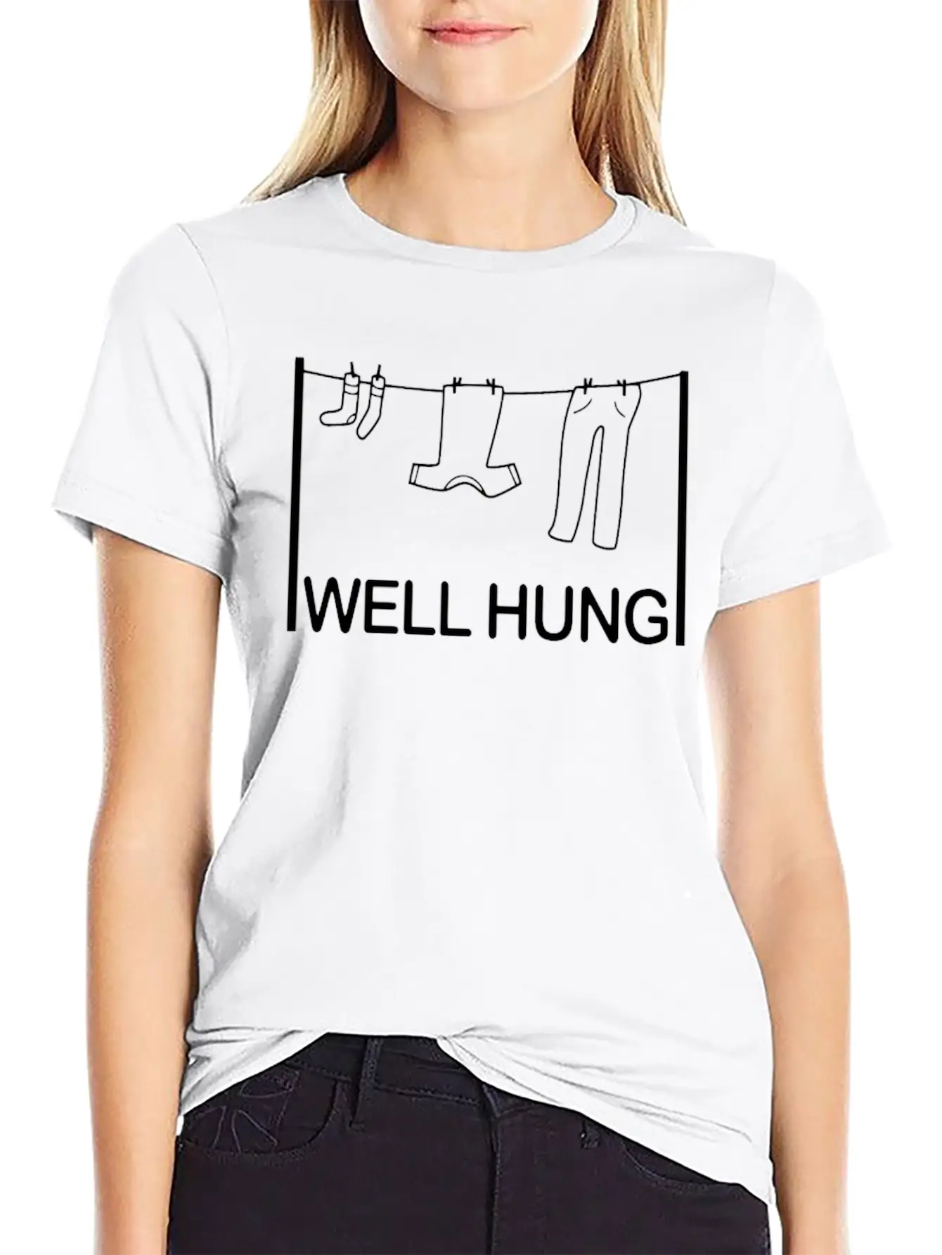 Well Hung Funny T Shirt Lightweight Cotton T-Shirt – Daily Comfort Graphic Shirt