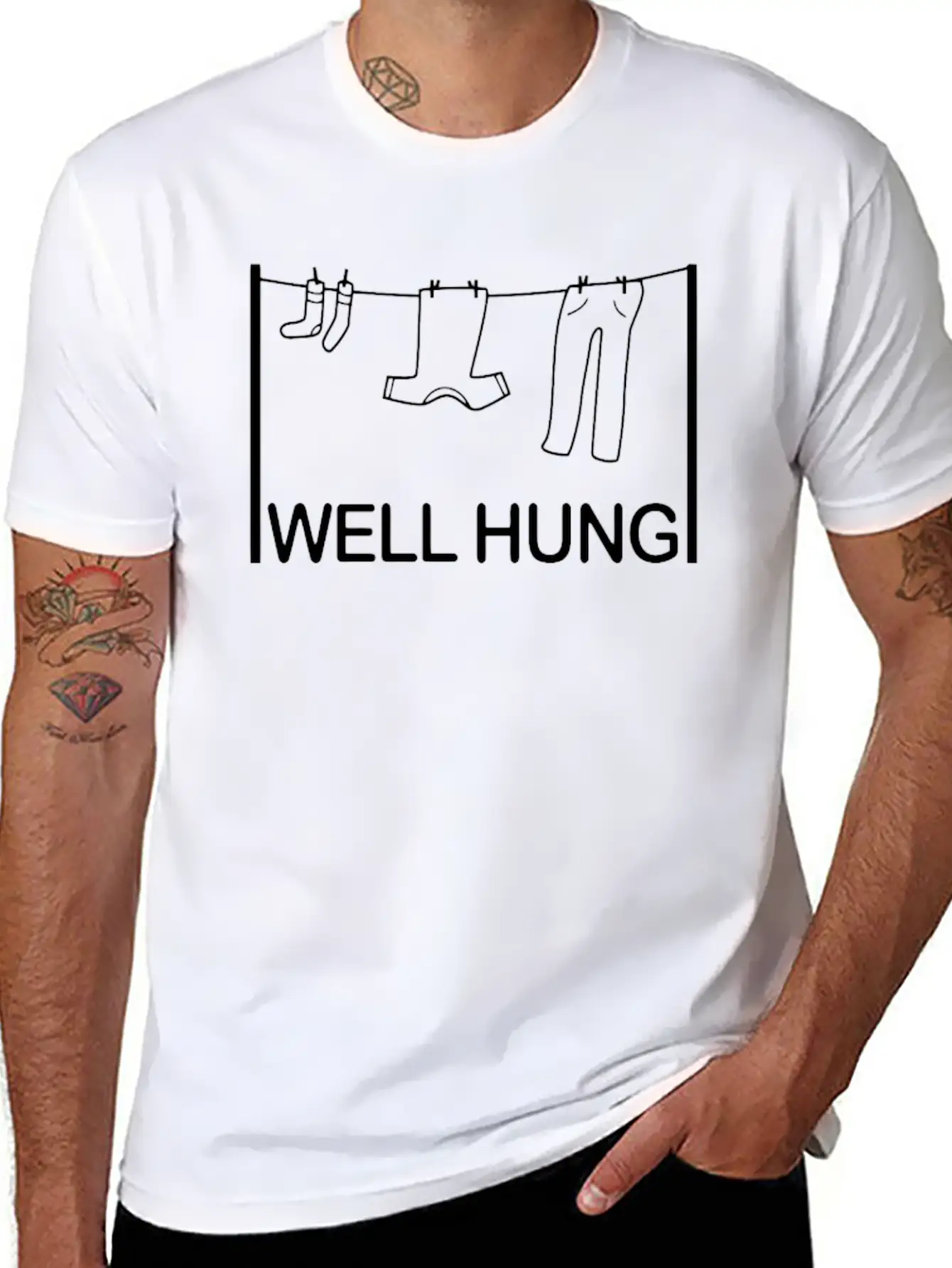 Well Hung Funny T Shirt Lightweight Cotton T-Shirt – Daily Comfort Graphic Shirt