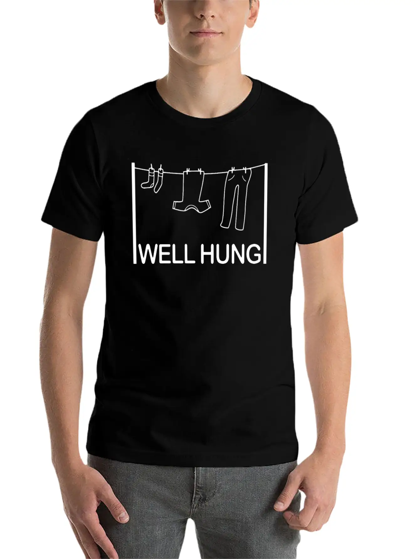 Well Hung Funny T Shirt Lightweight Cotton T-Shirt – Daily Comfort Graphic Shirt