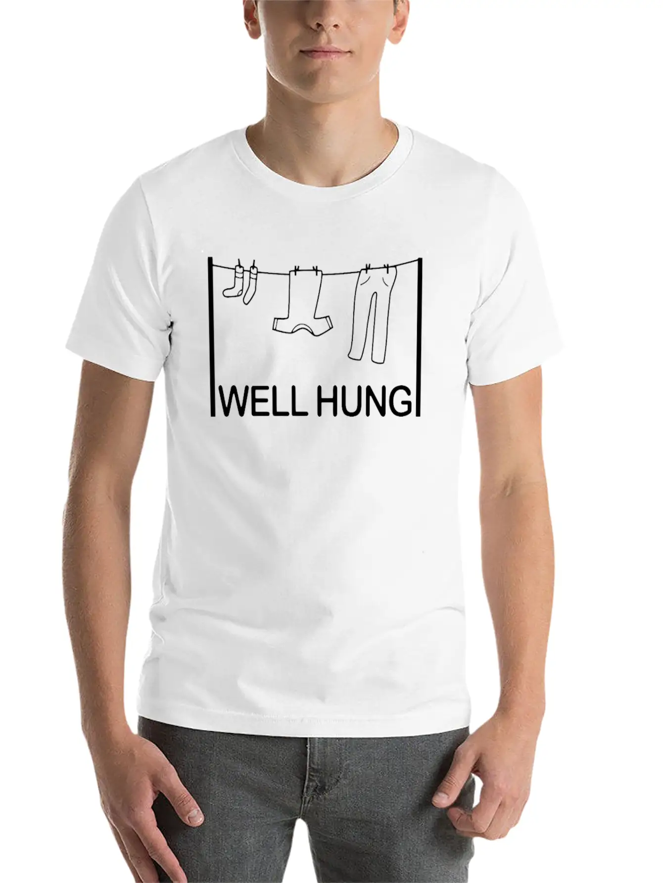 Well Hung Funny T Shirt Lightweight Cotton T-Shirt – Daily Comfort Graphic Shirt