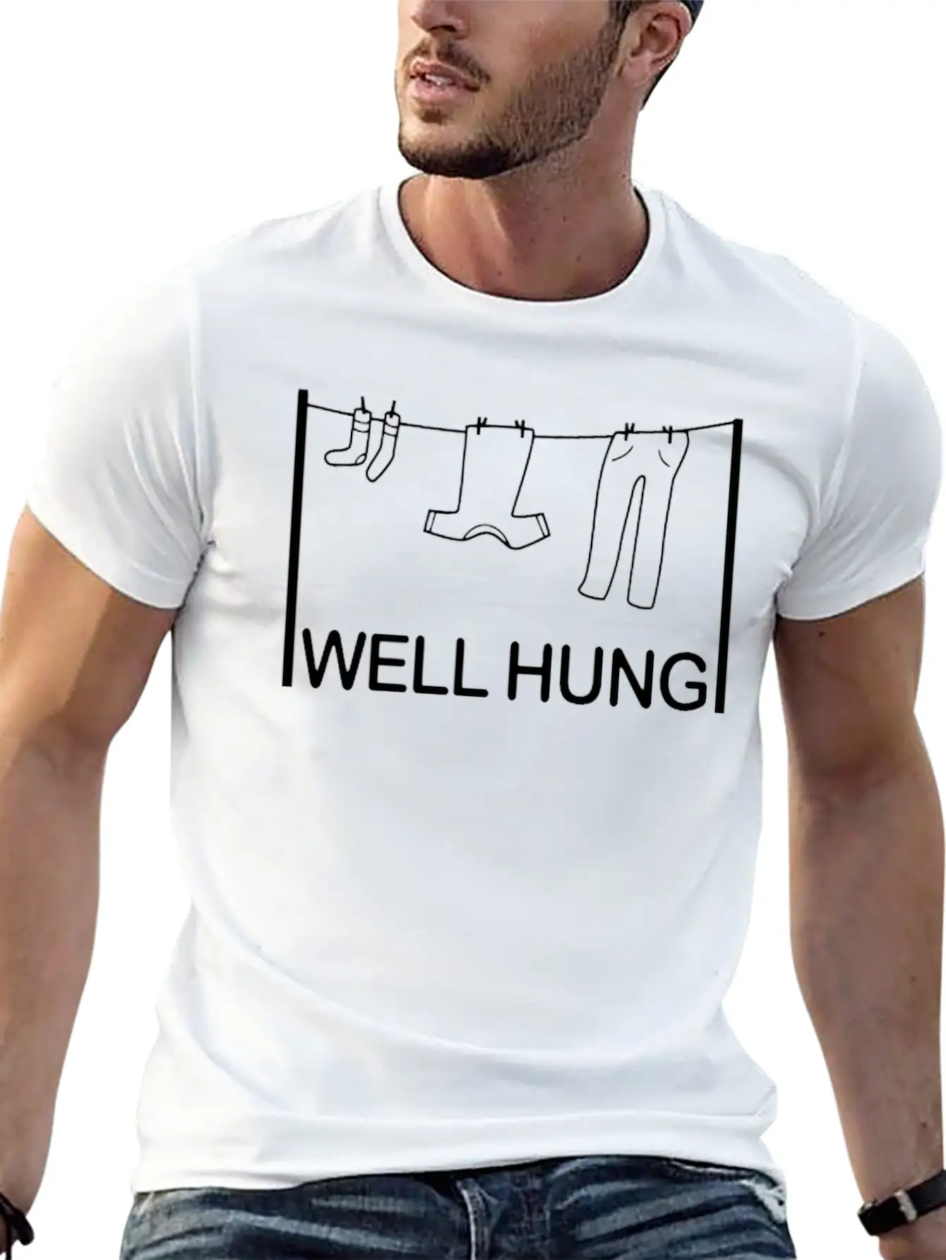 Well Hung Funny T Shirt Lightweight Cotton T-Shirt – Daily Comfort Graphic Shirt