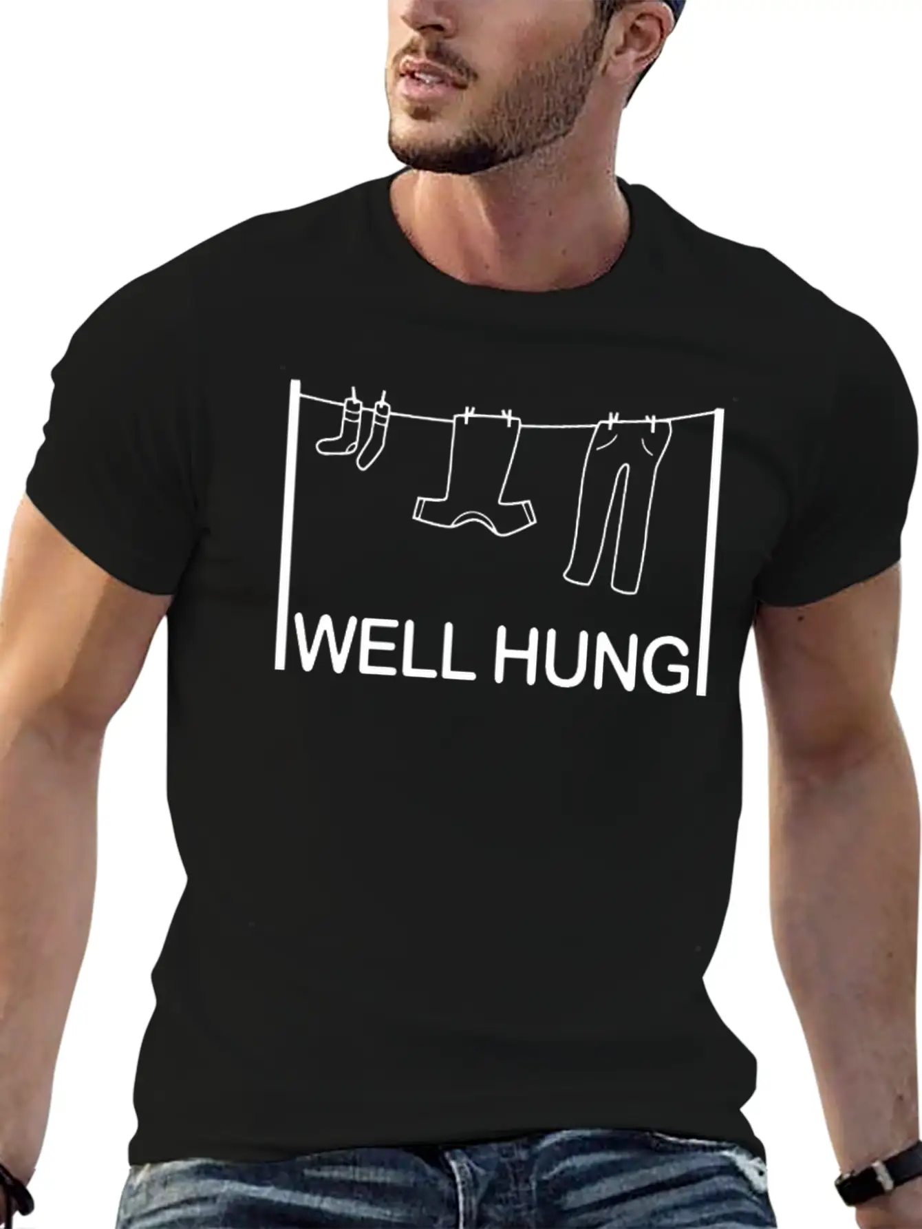 Well Hung Funny T Shirt Lightweight Cotton T-Shirt – Daily Comfort Graphic Shirt