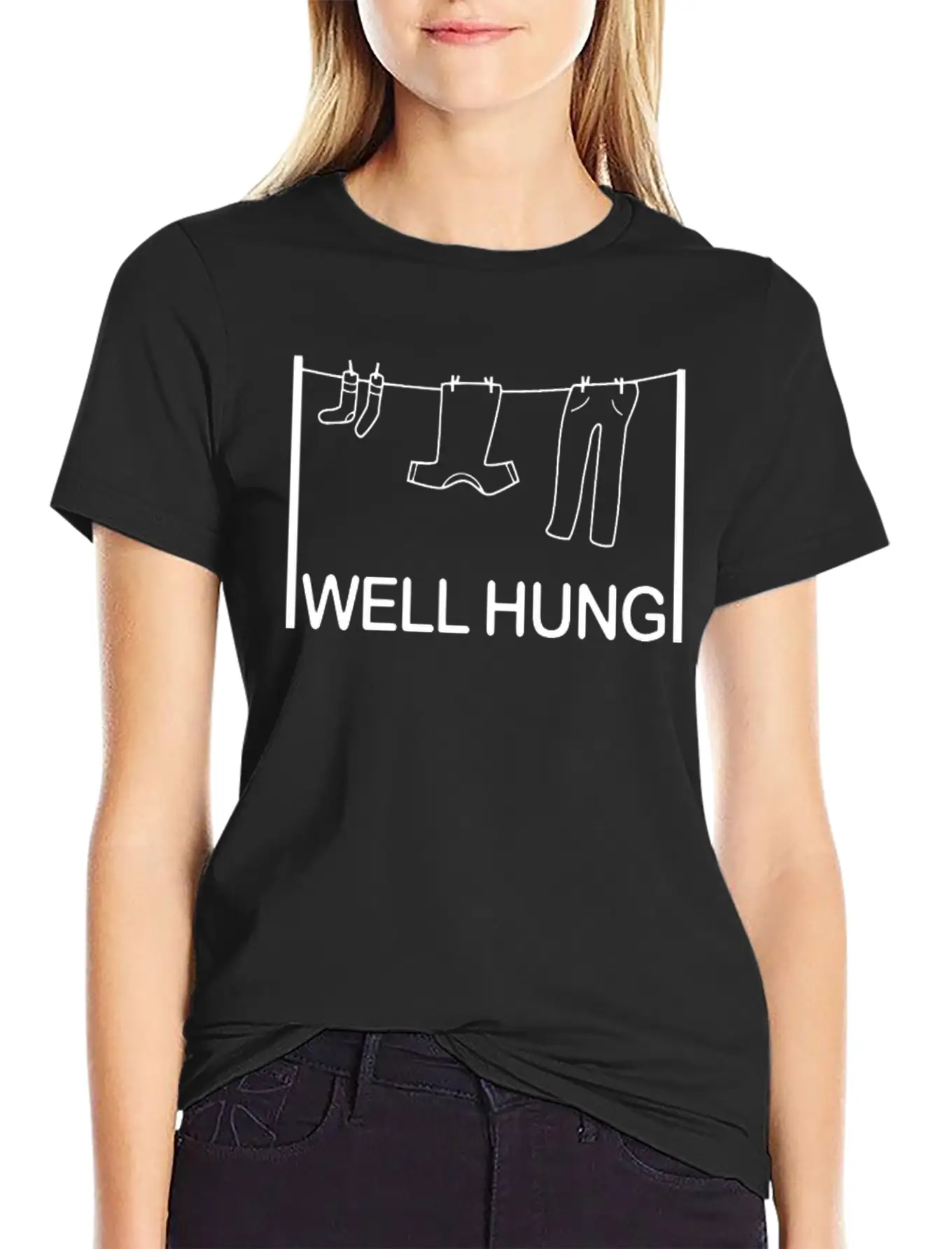 Well Hung Funny T Shirt Lightweight Cotton T-Shirt – Daily Comfort Graphic Shirt