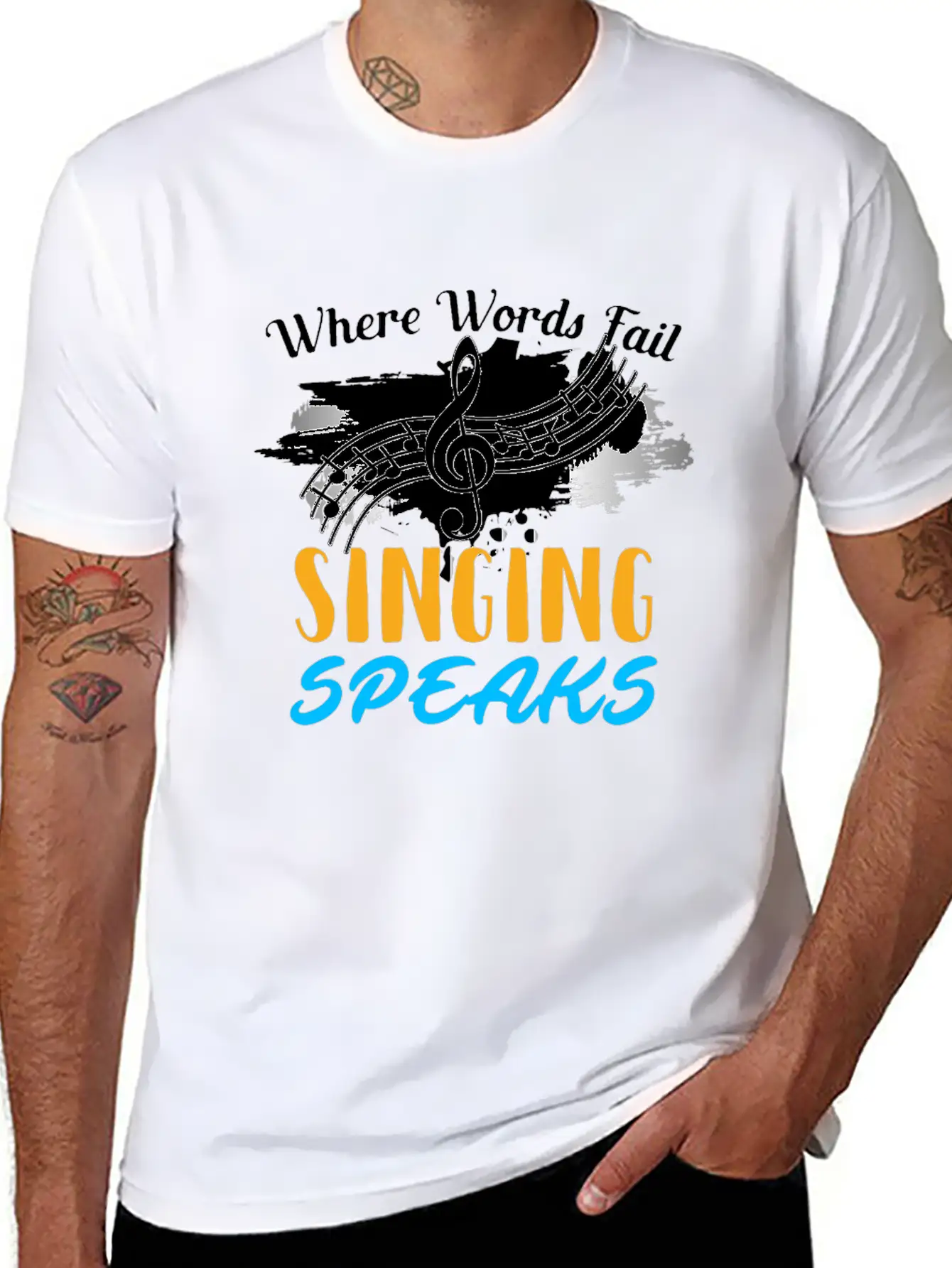 Where Words Fail Singing Speaks Singer Music Note Lightweight Cotton T-Shirt – Daily Comfort Graphic Shirt