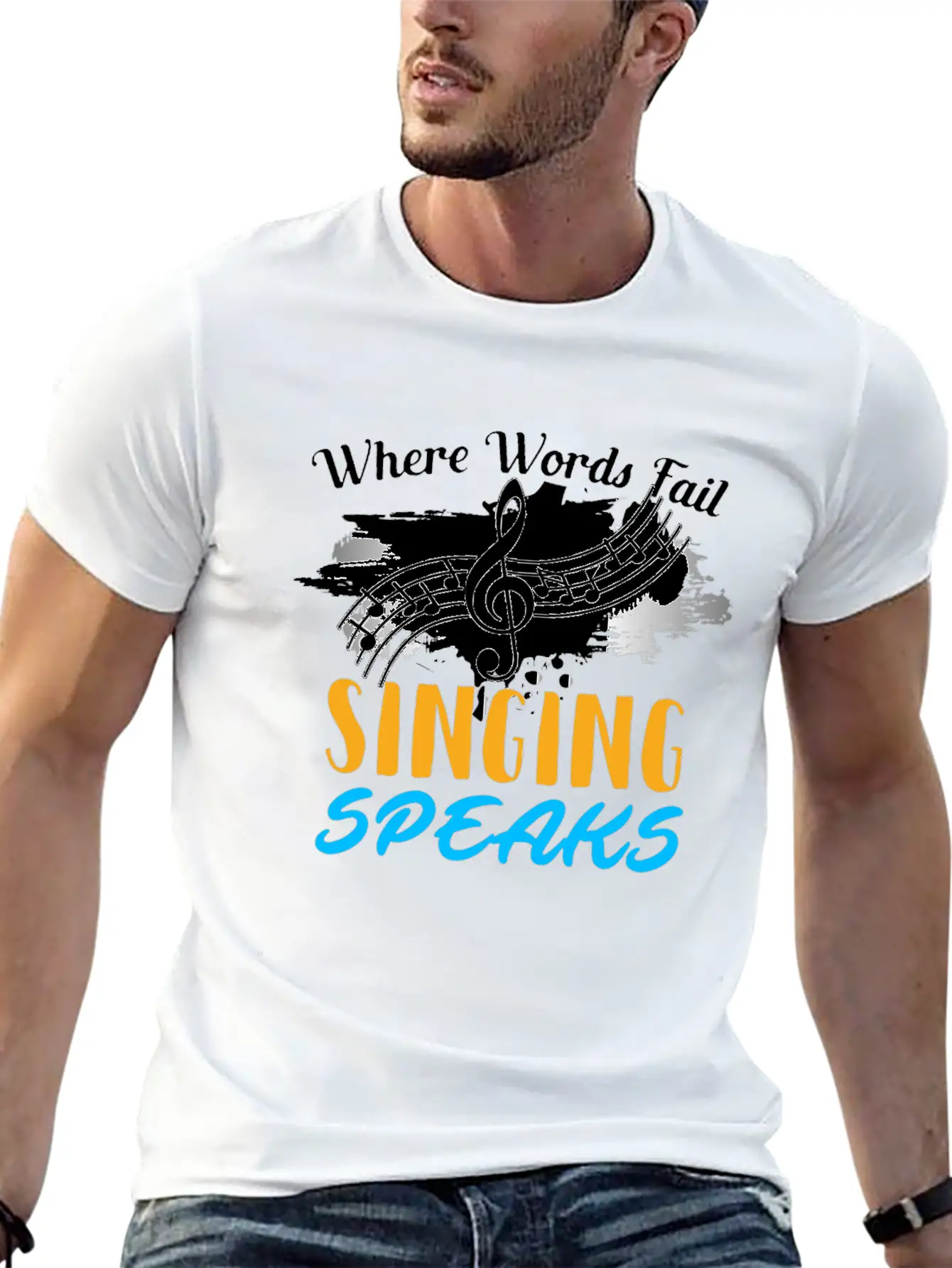 Where Words Fail Singing Speaks Singer Music Note Lightweight Cotton T-Shirt – Daily Comfort Graphic Shirt