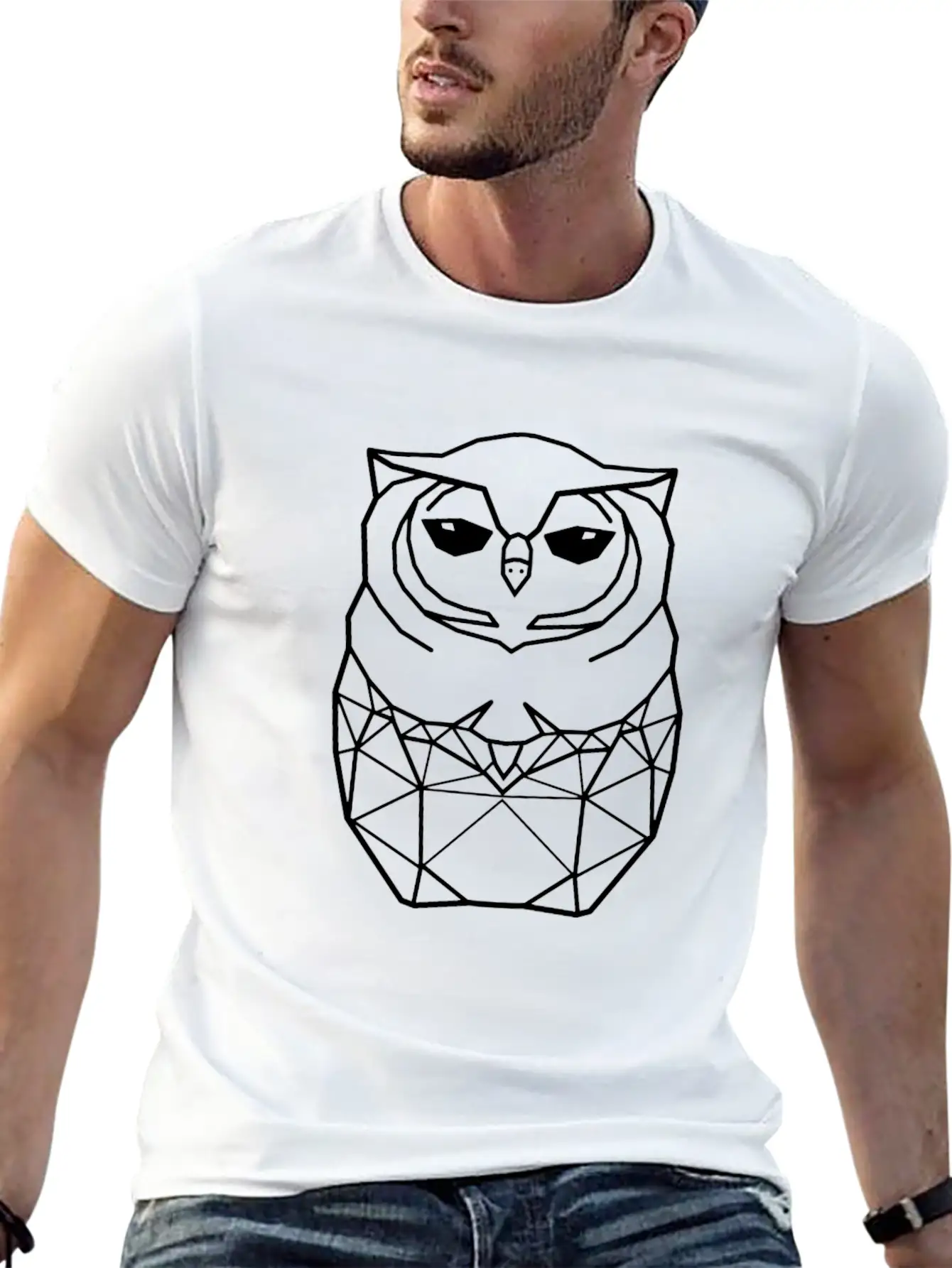 White Owl Lightweight Cotton T-Shirt – Daily Comfort Graphic Shirt
