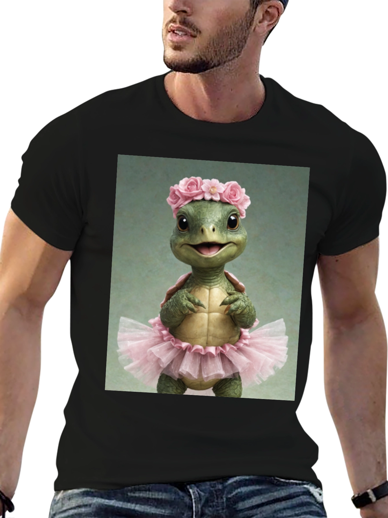 Turtle Ballerina Black T-Shirt
