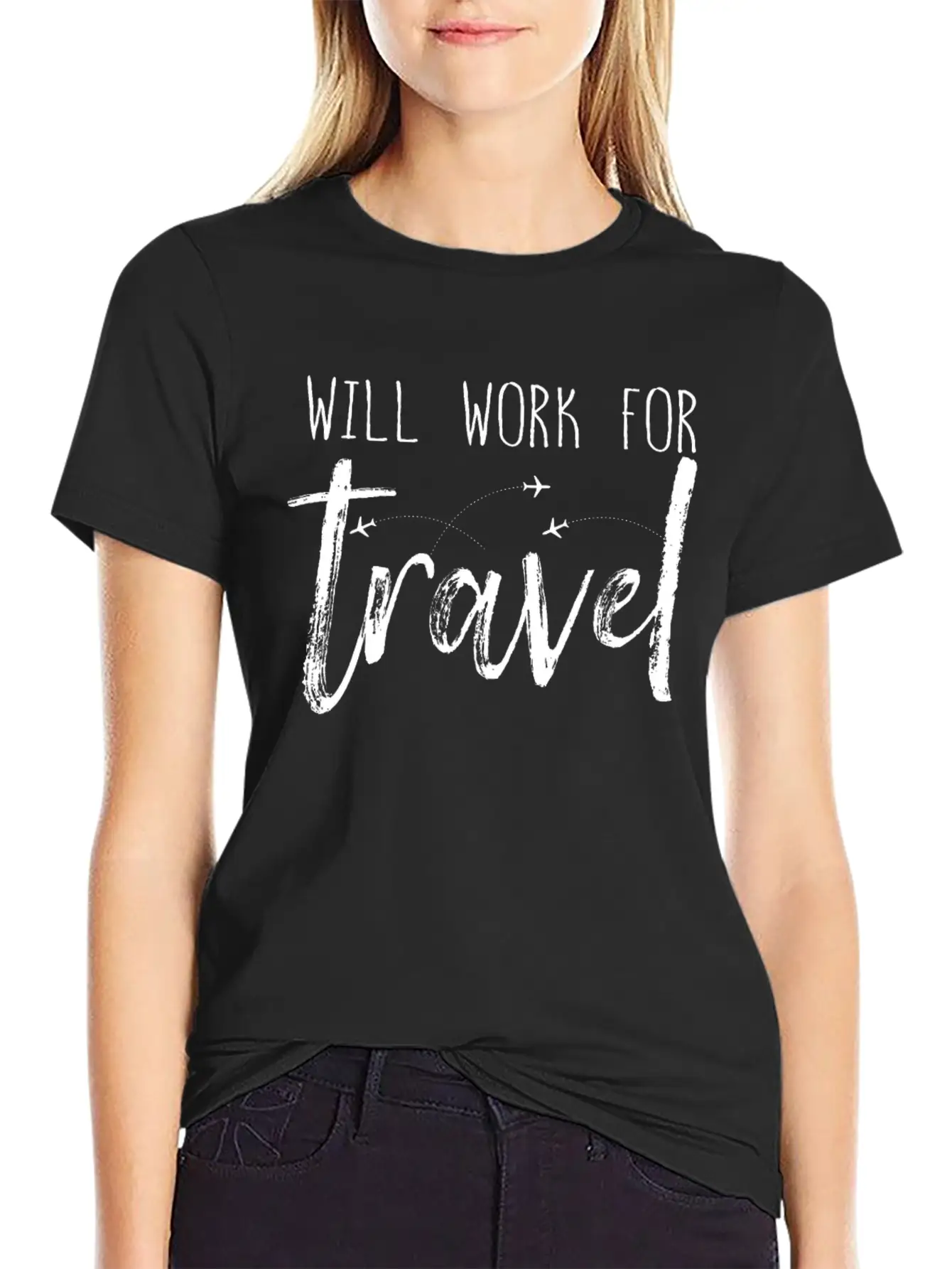 Will Work For Traveler Gift World Travel Lightweight Cotton T-Shirt – Daily Comfort Graphic Shirt