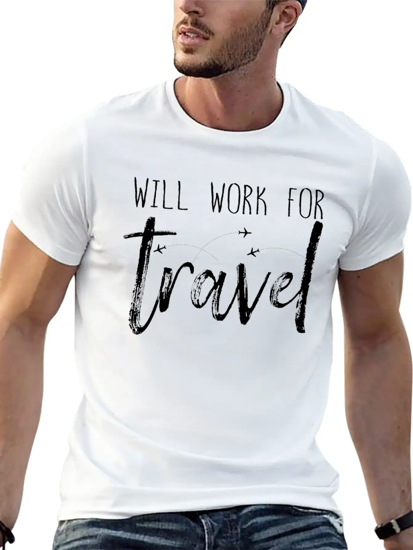 Will Work For Traveler Gift World Travel Lightweight Cotton T-Shirt – Daily Comfort Graphic Shirt