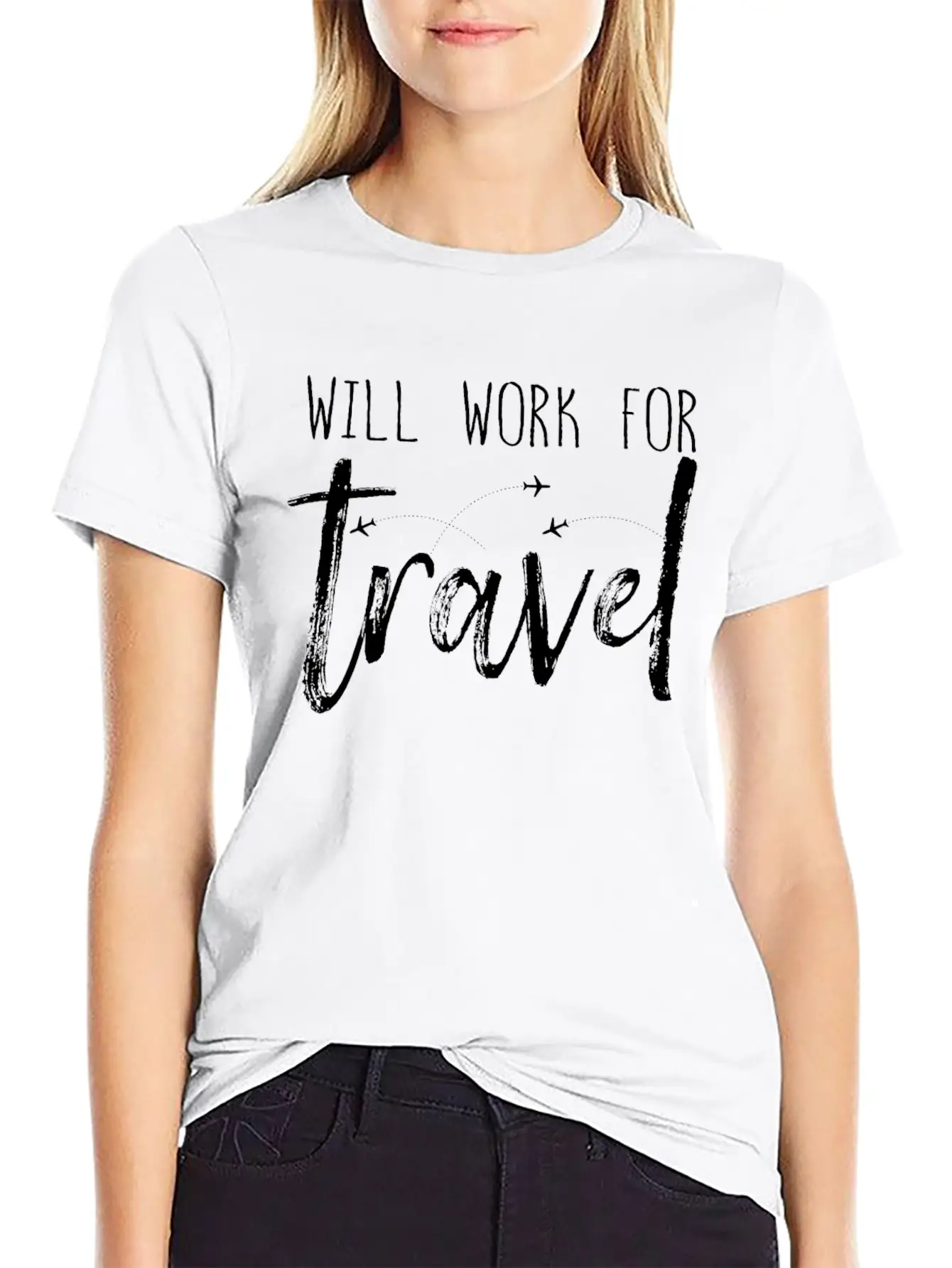 Will Work For Traveler Gift World Travel Lightweight Cotton T-Shirt – Daily Comfort Graphic Shirt