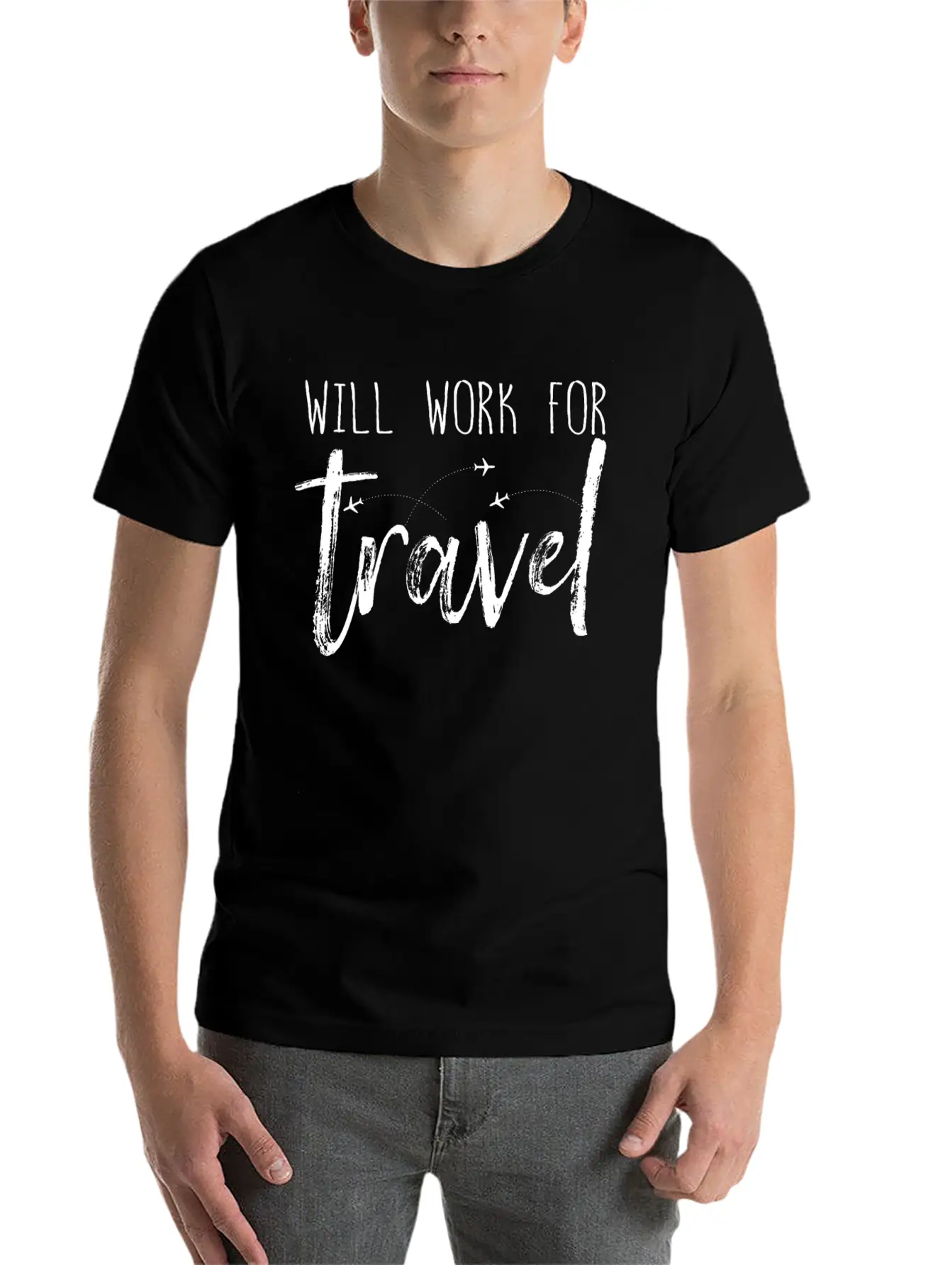 Will Work For Traveler Gift World Travel Lightweight Cotton T-Shirt – Daily Comfort Graphic Shirt