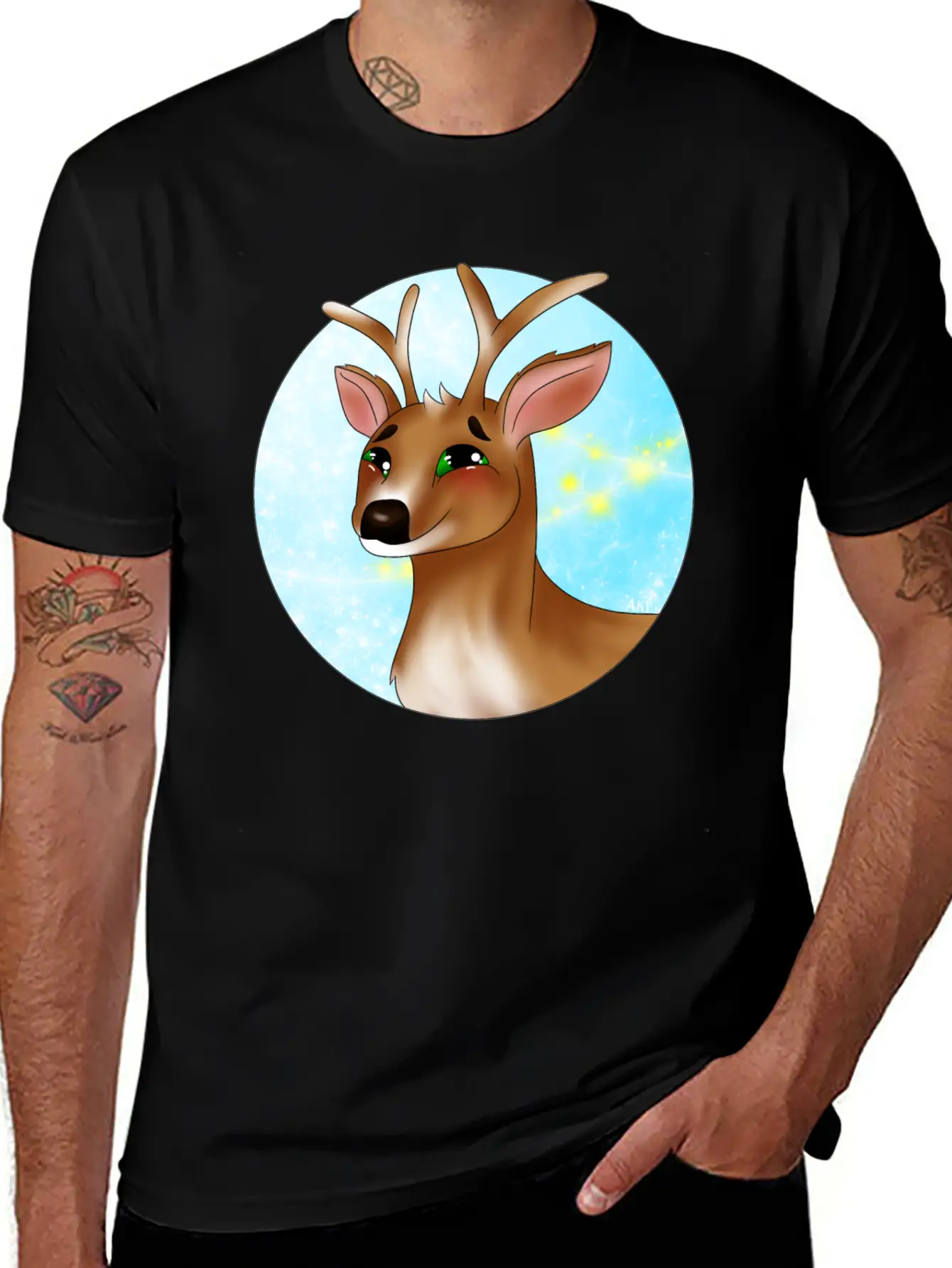 Winter Deer Lightweight Cotton T-Shirt – Daily Comfort Graphic Shirt