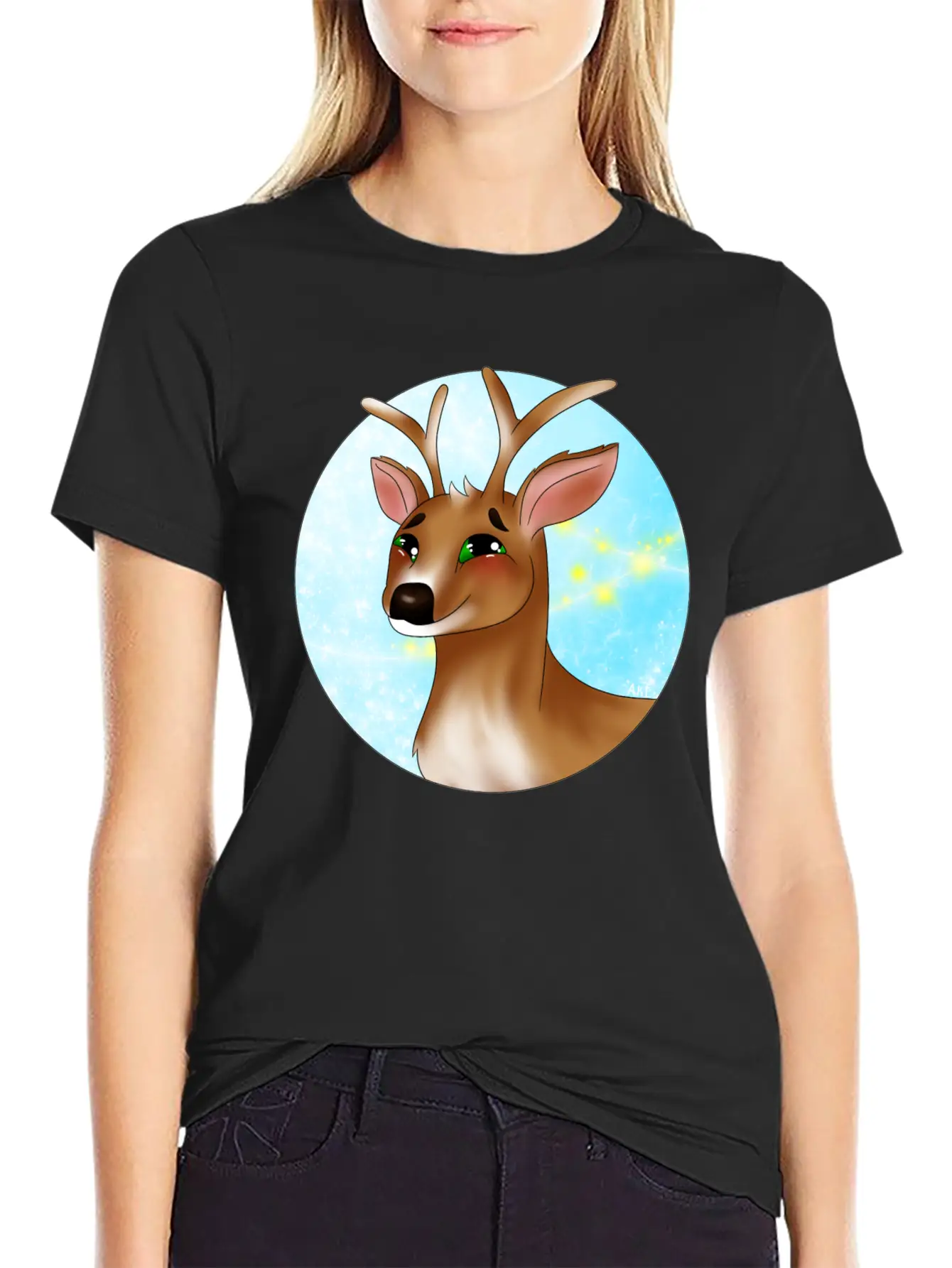Winter Deer Lightweight Cotton T-Shirt – Daily Comfort Graphic Shirt