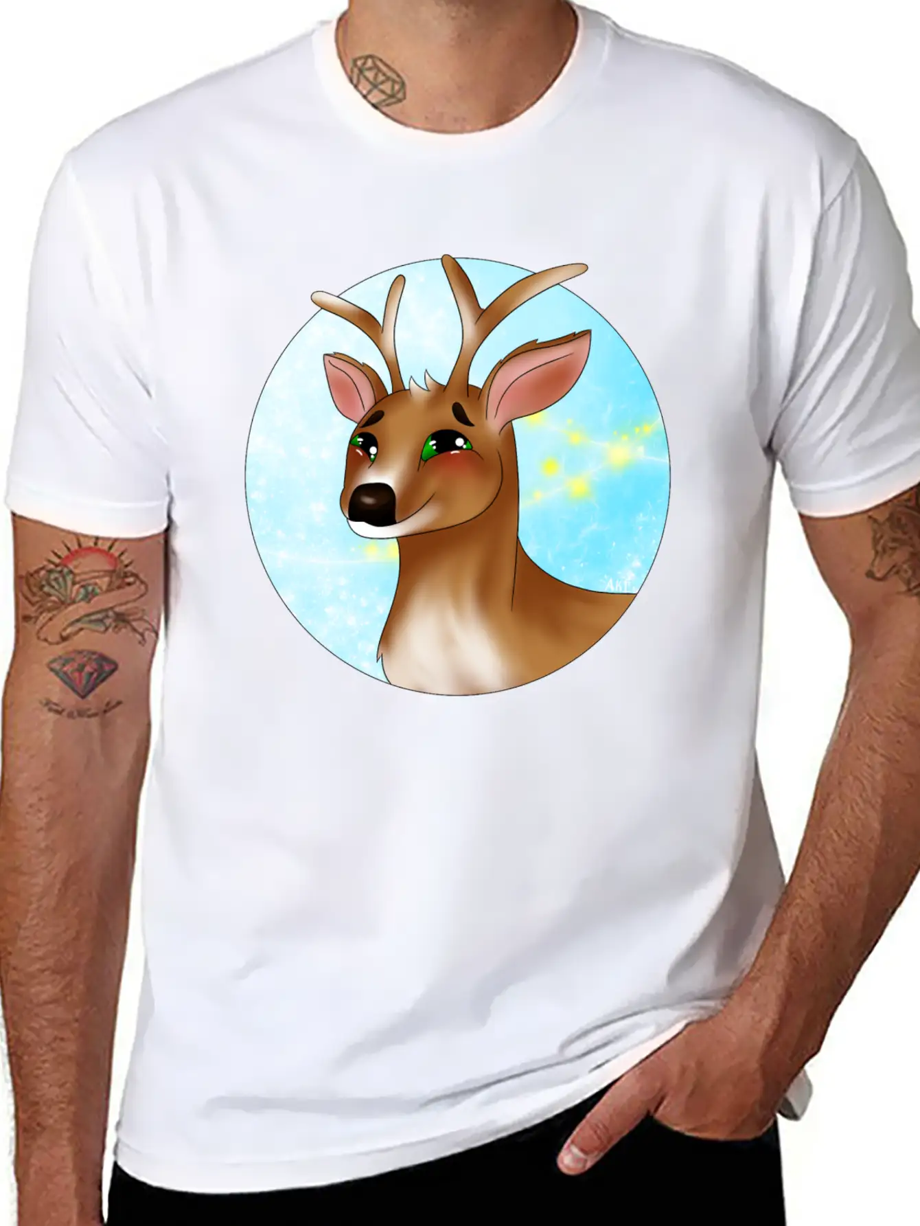 Winter Deer Lightweight Cotton T-Shirt – Daily Comfort Graphic Shirt