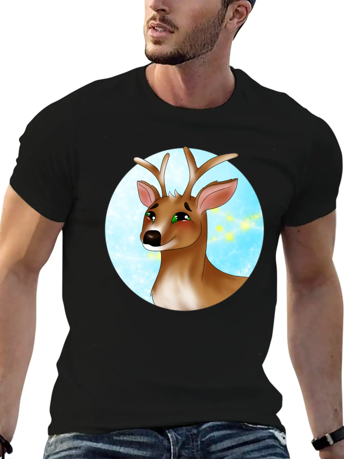 Winter Deer Lightweight Cotton T-Shirt – Daily Comfort Graphic Shirt