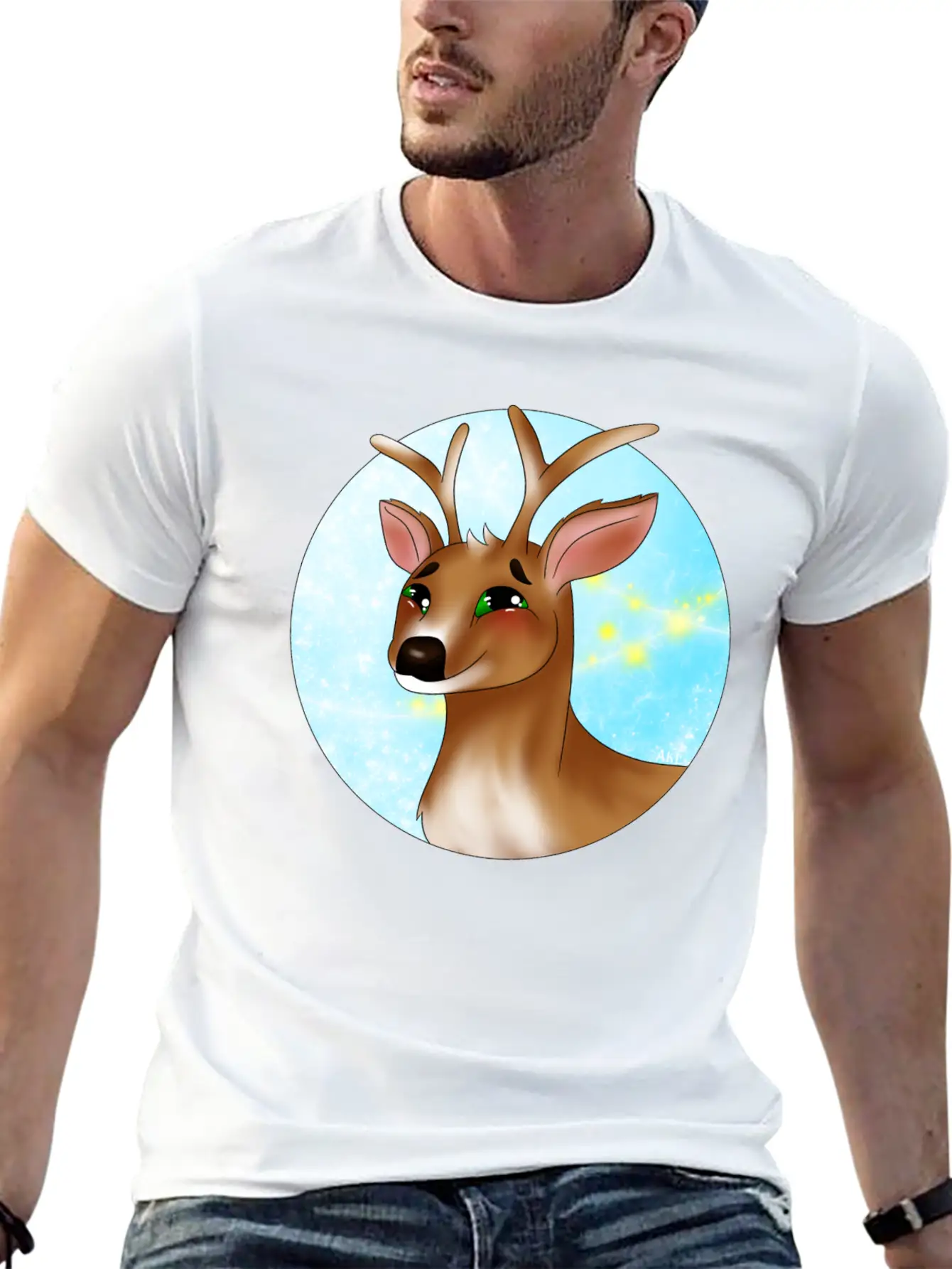 Winter Deer Lightweight Cotton T-Shirt – Daily Comfort Graphic Shirt
