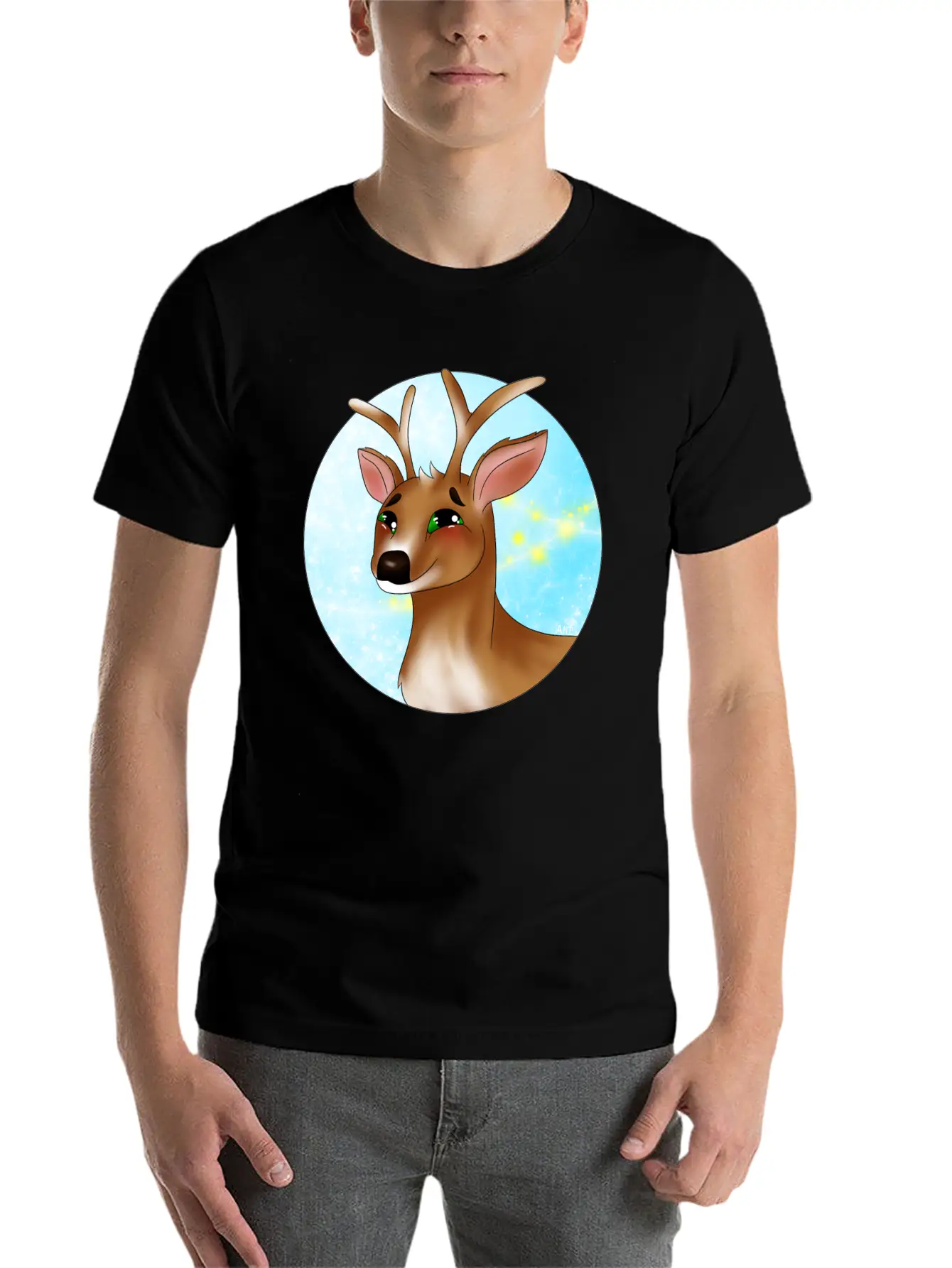 Winter Deer Lightweight Cotton T-Shirt – Daily Comfort Graphic Shirt
