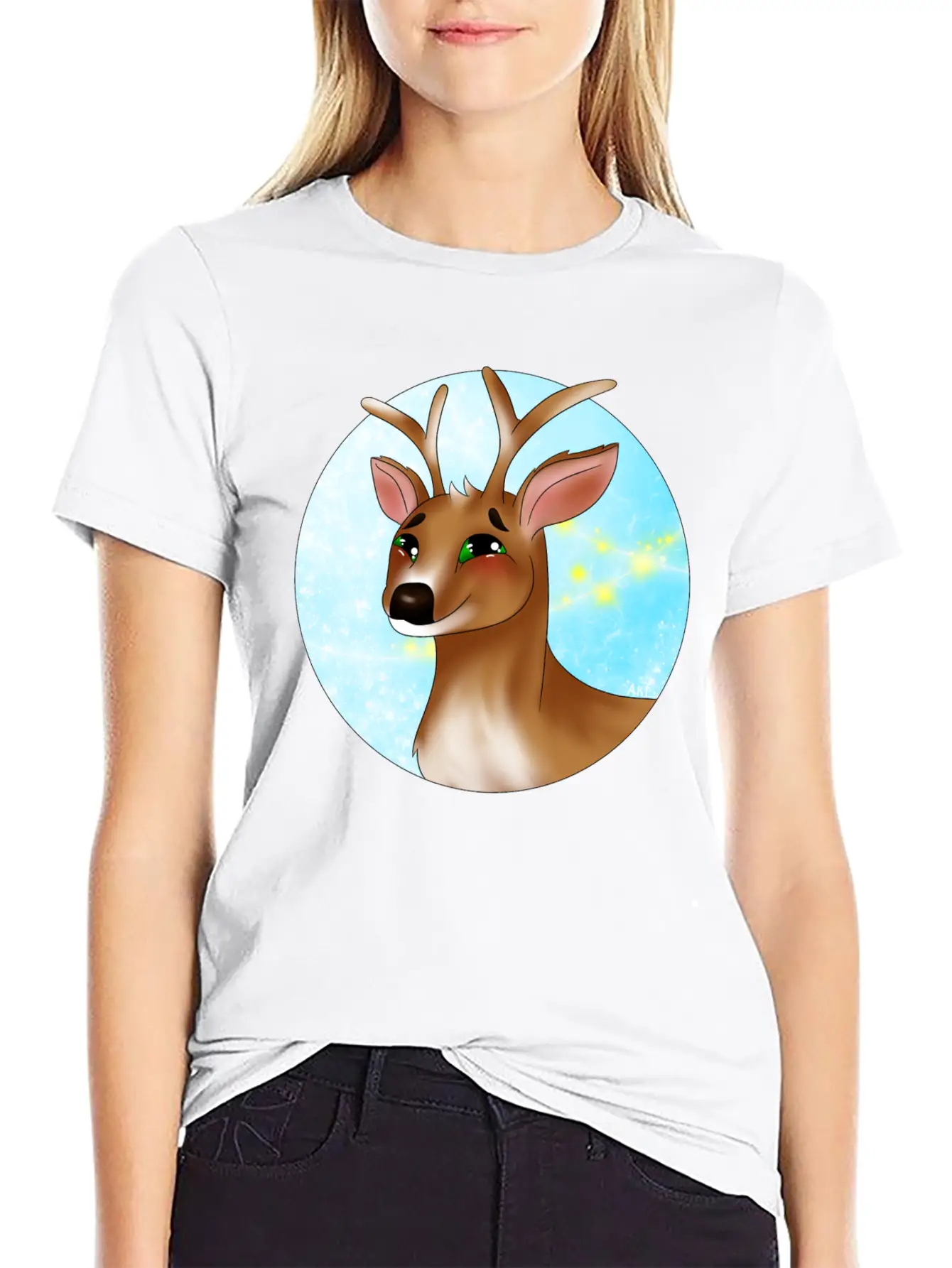 Winter Deer Lightweight Cotton T-Shirt – Daily Comfort Graphic Shirt