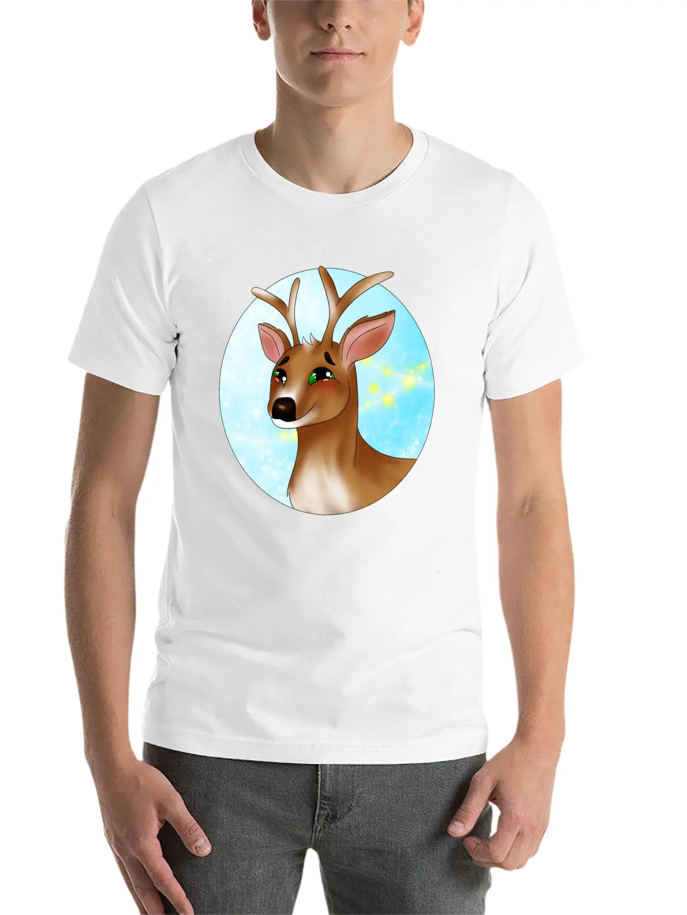 Winter Deer Lightweight Cotton T-Shirt – Daily Comfort Graphic Shirt