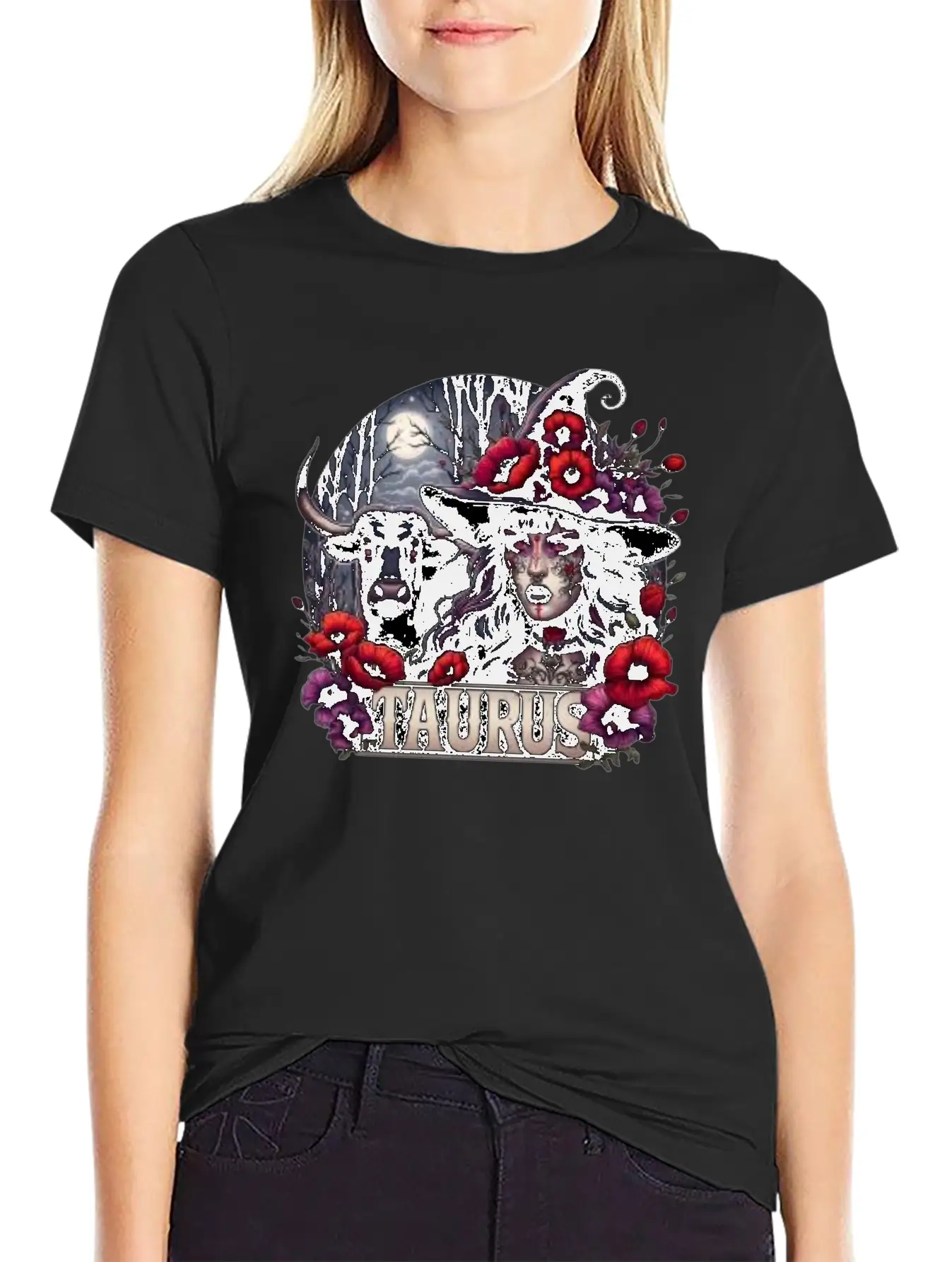 Witchy Zodiac Taurus Lightweight Cotton T-Shirt – Daily Comfort Graphic Shirt