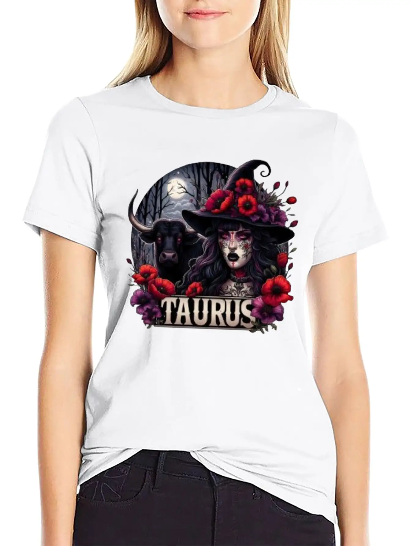 Witchy Zodiac Taurus Lightweight Cotton T-Shirt – Daily Comfort Graphic Shirt