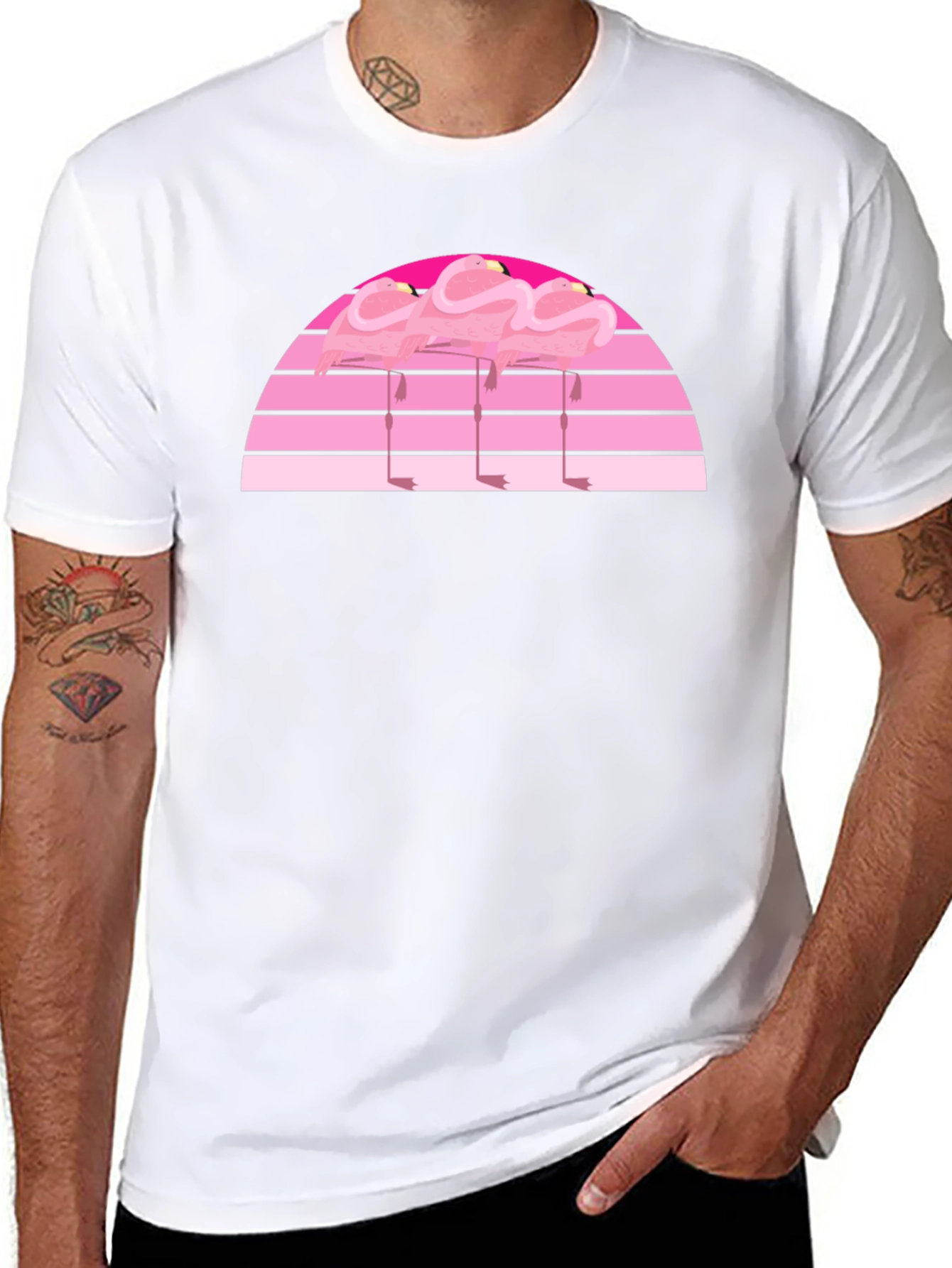 Retro Flamingo Sunset Graphic Tee