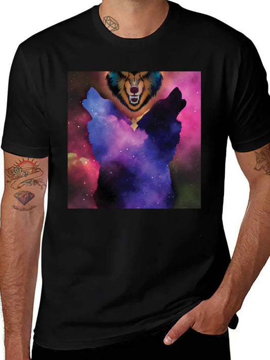 Wolf Howl - Space Wolf Animal Lover Gift Lightweight Cotton T-Shirt – Daily Comfort Graphic Shirt
