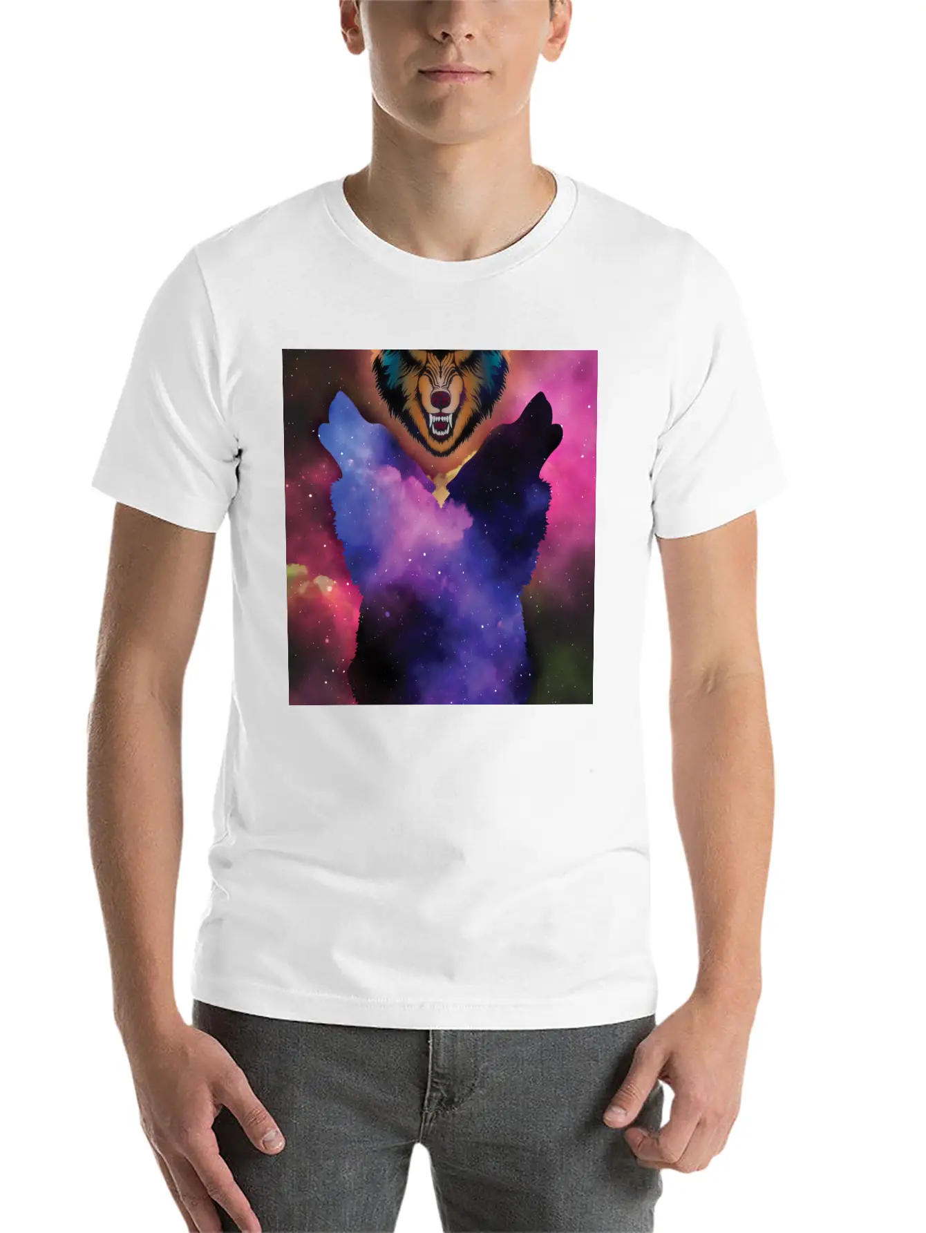 Wolf Howl - Space Wolf Animal Lover Gift Lightweight Cotton T-Shirt – Daily Comfort Graphic Shirt