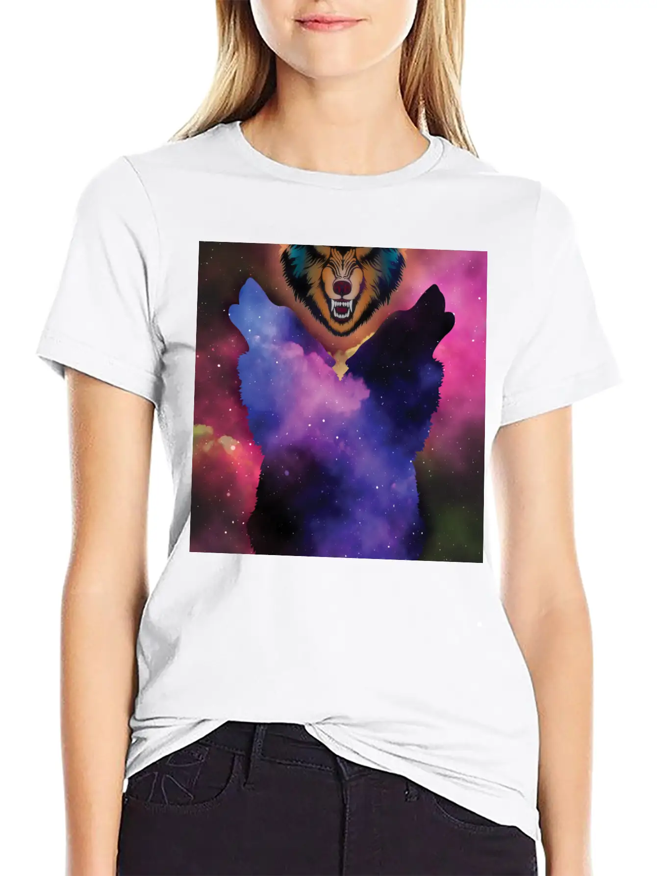 Wolf Howl - Space Wolf Animal Lover Gift Lightweight Cotton T-Shirt – Daily Comfort Graphic Shirt