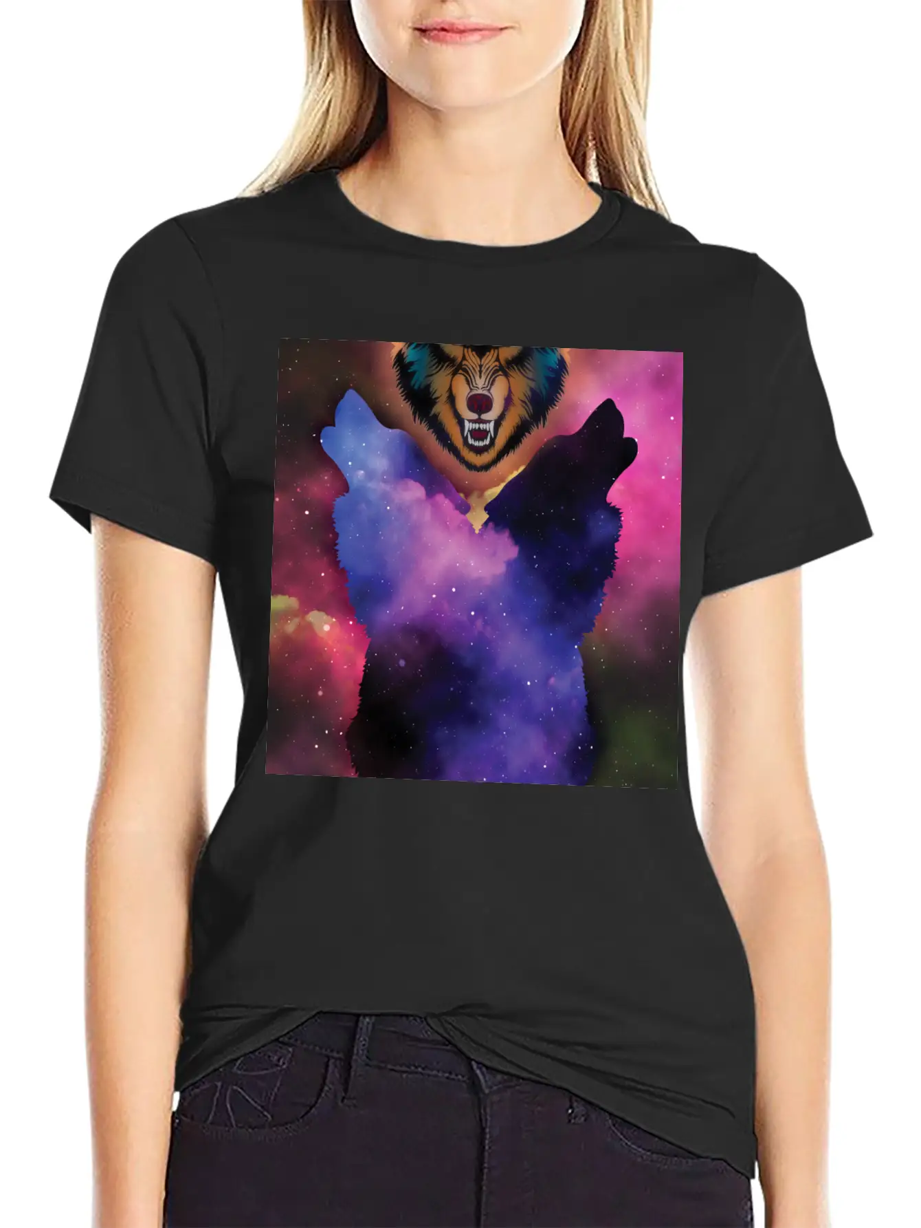 Wolf Howl - Space Wolf Animal Lover Gift Lightweight Cotton T-Shirt – Daily Comfort Graphic Shirt