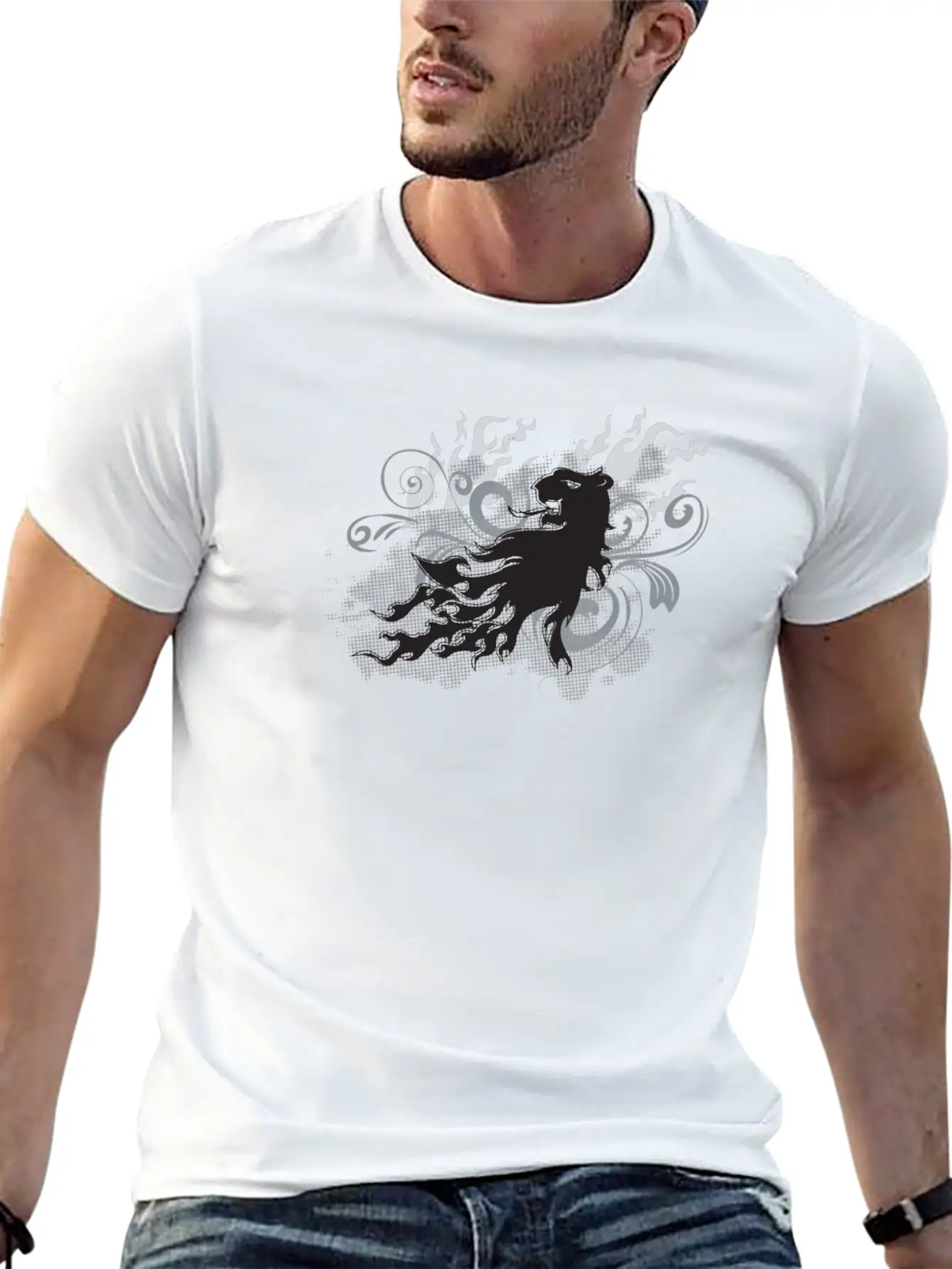 Wonderful Lion With Flame Lightweight Cotton T-Shirt – Daily Comfort Graphic Shirt