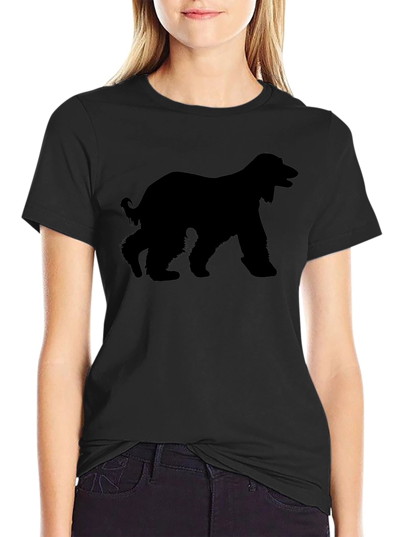 Afghan Hound Silhouette Graphic Tee - Black