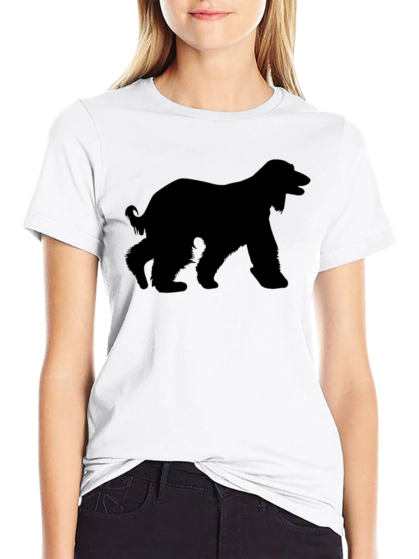 Afghan Hound Silhouette Graphic Tee - Black