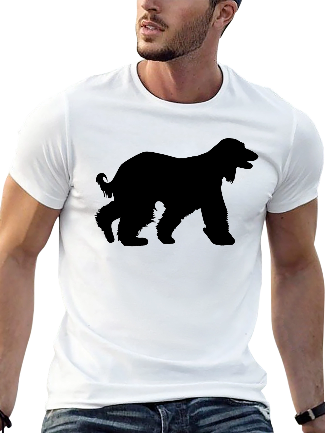 Afghan Hound Silhouette Graphic Tee - Black